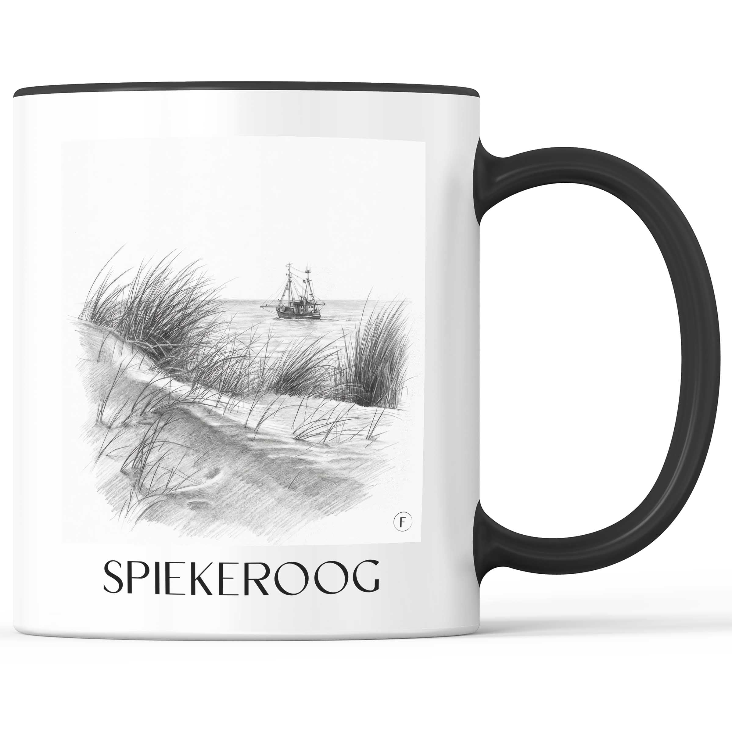 Spiekeroog Kaffeebecher - Ostfriesland - Deutschland Becher - Kaffeetasse im Zeichnung Stil