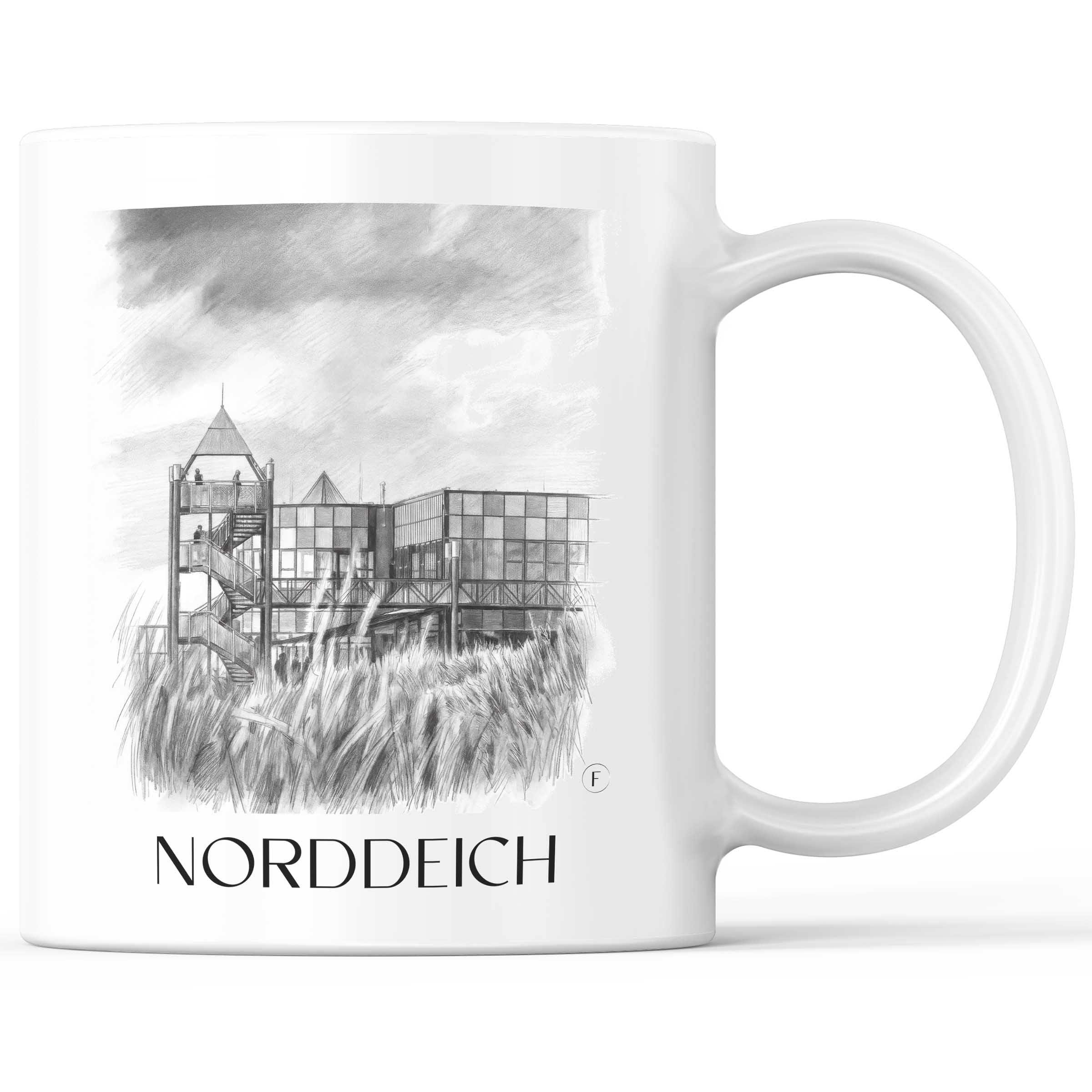 Norddeich Kaffeebecher - Ostfriesland - Deutschland Becher - Kaffeetasse im Zeichnung Stil