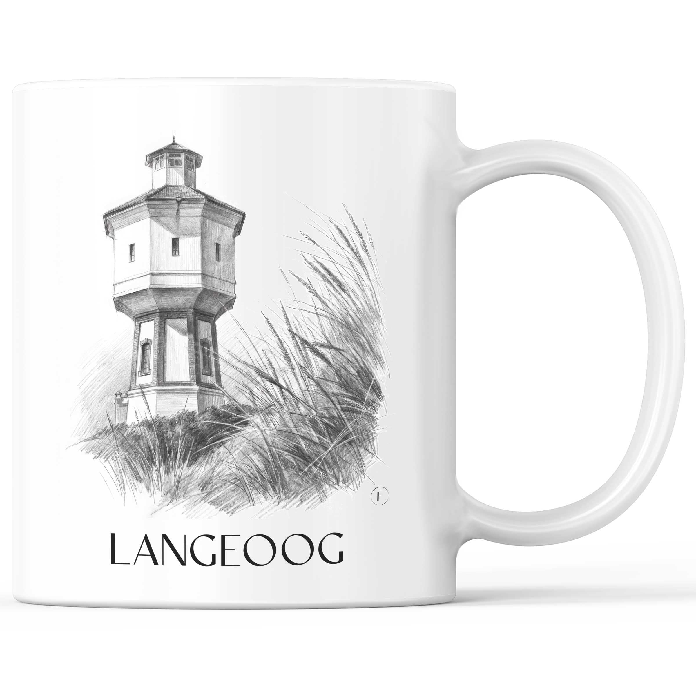Langeoog Kaffeebecher - Ostfriesland - Deutschland Becher - Kaffeetasse im Zeichnung Stil