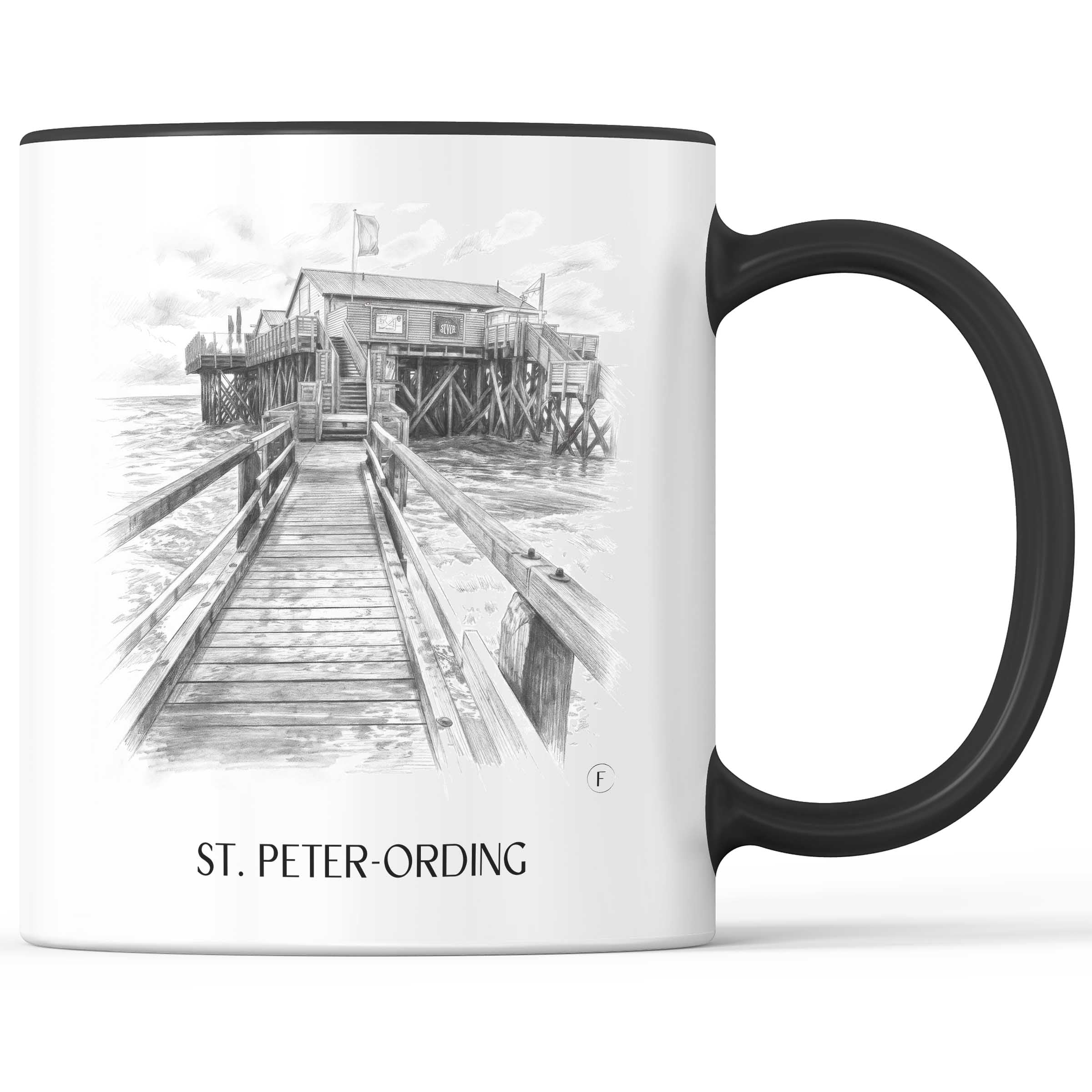 St. Peter-Ording Kaffeebecher - Nordfriesland - Deutschland Becher - Kaffeetasse im Zeichnung Stil