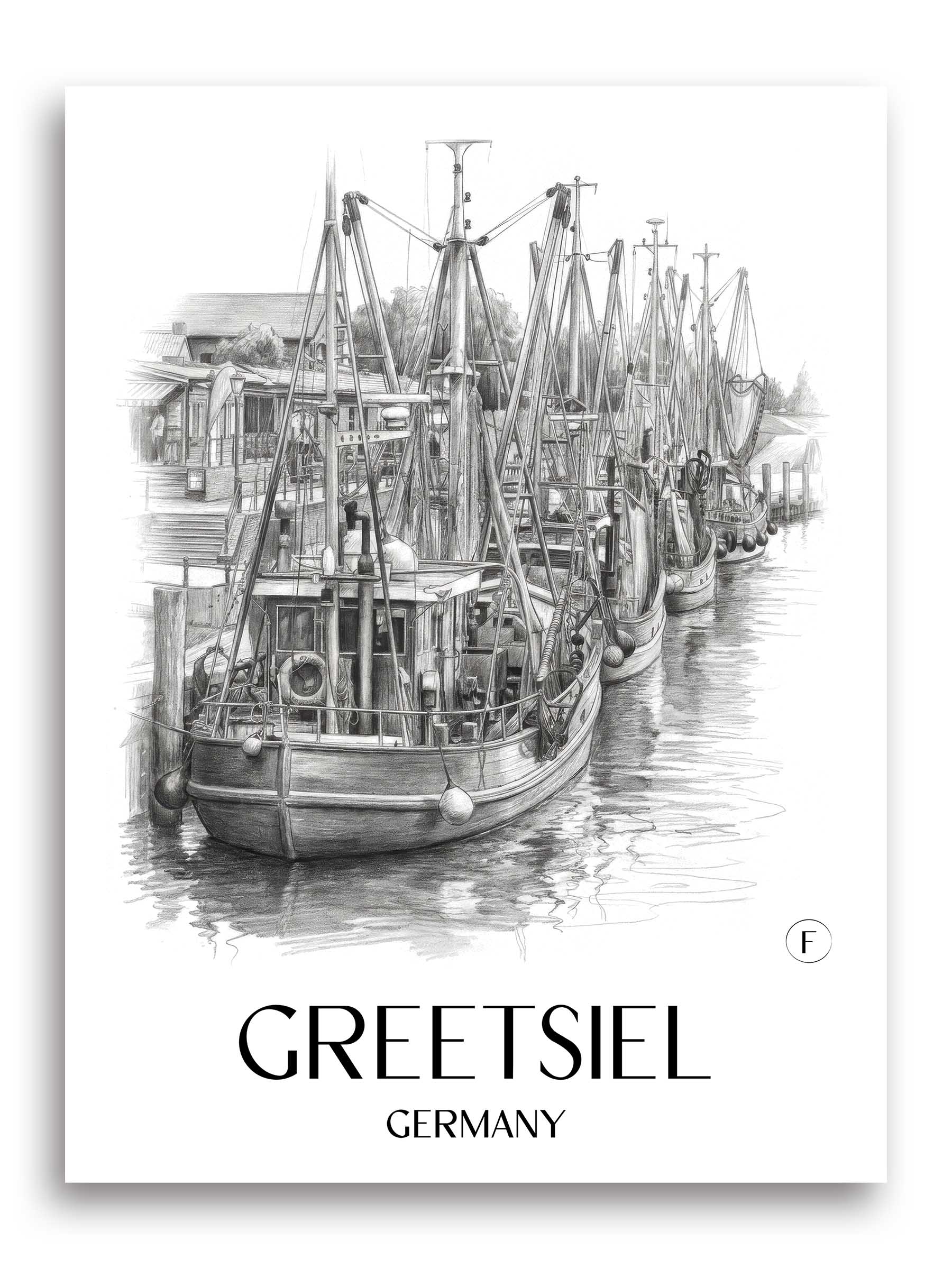 Greetsiel Poster - Ostfriesland - Deutschland Kunstdruck - Zeichnung von A4 bis A1