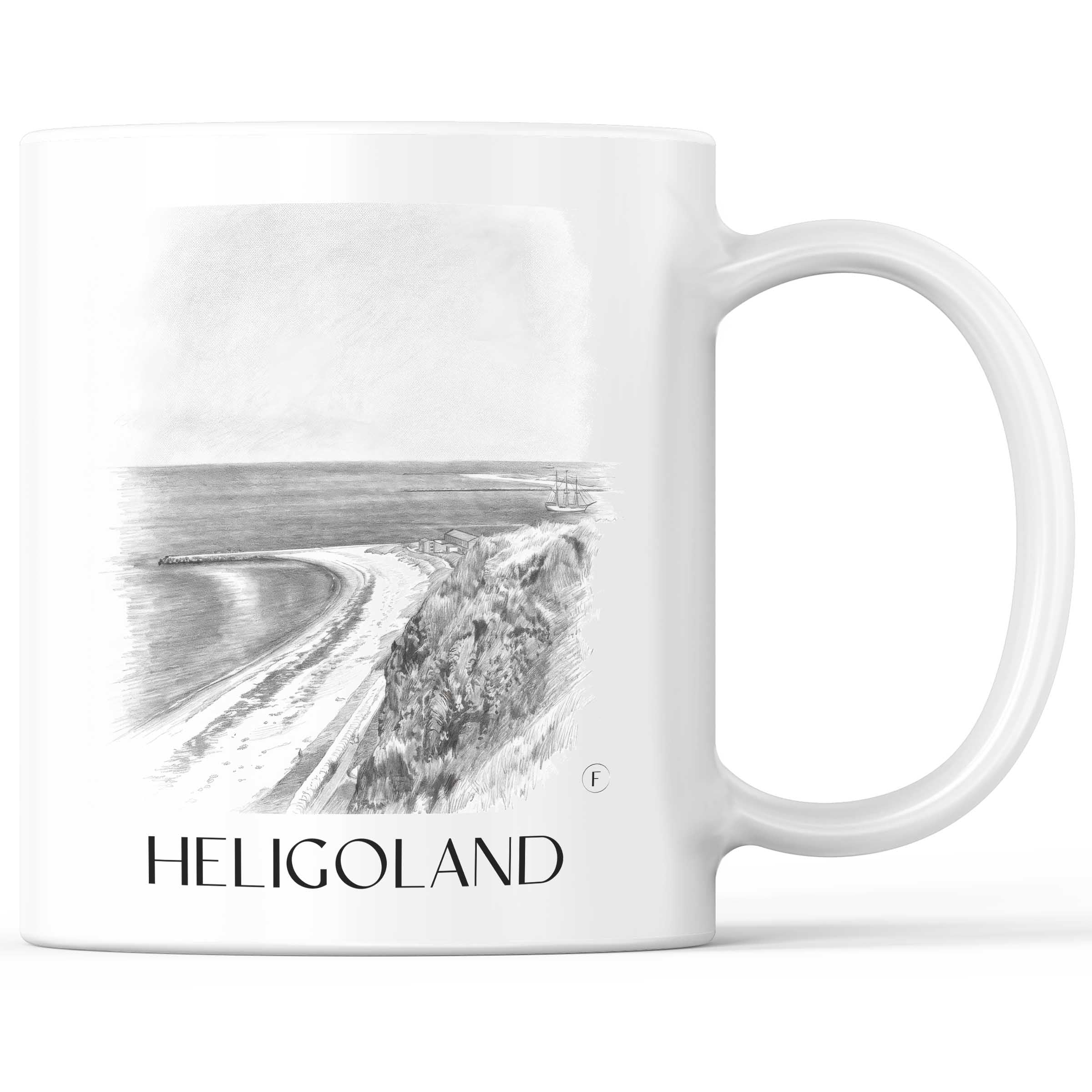 Helgoland Kaffeebecher - Schleswig-Holstein - Deutschland Becher - Kaffeetasse im Zeichnung Stil