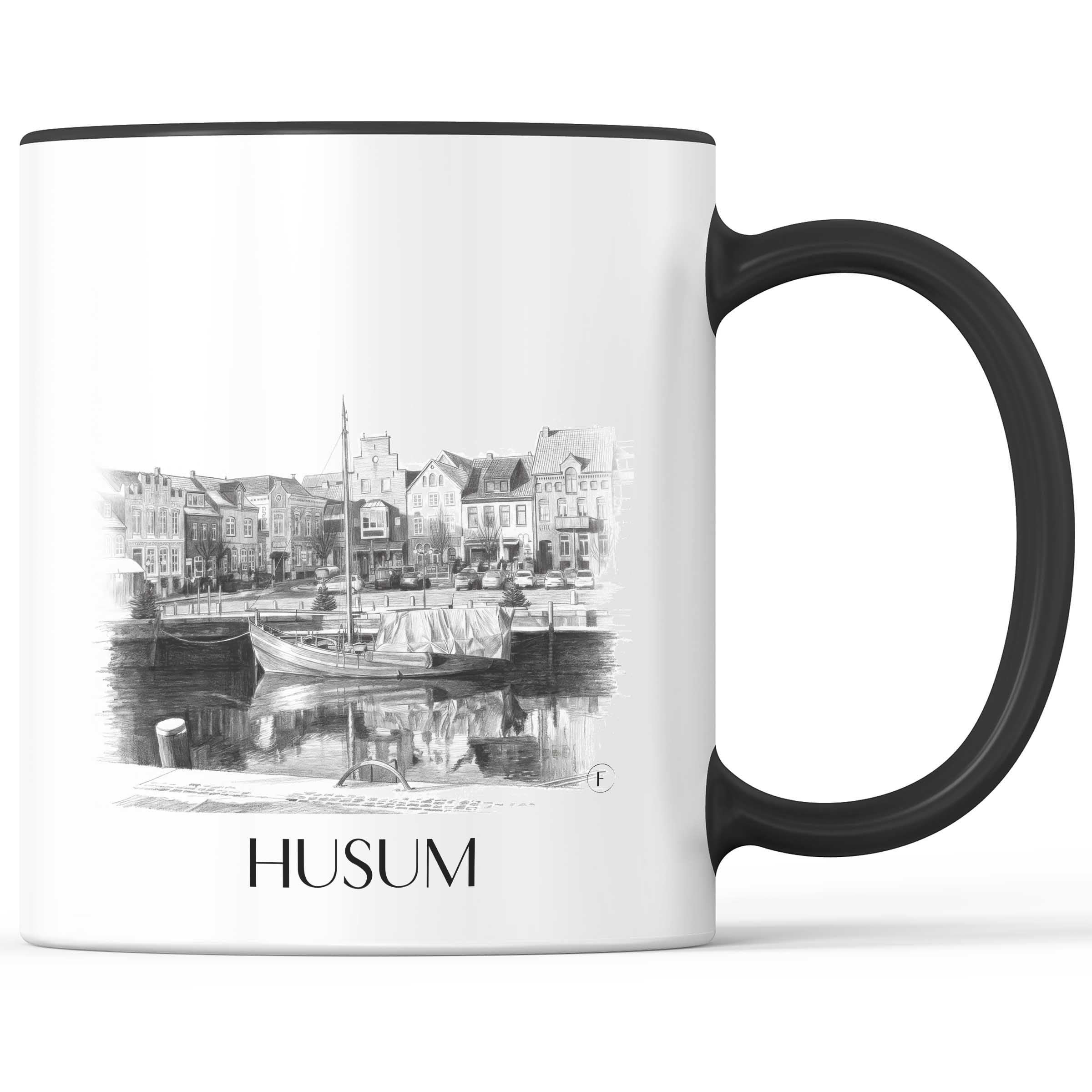 Husum Kaffeebecher - Nordfriesland - Deutschland Becher - Kaffeetasse im Zeichnung Stil