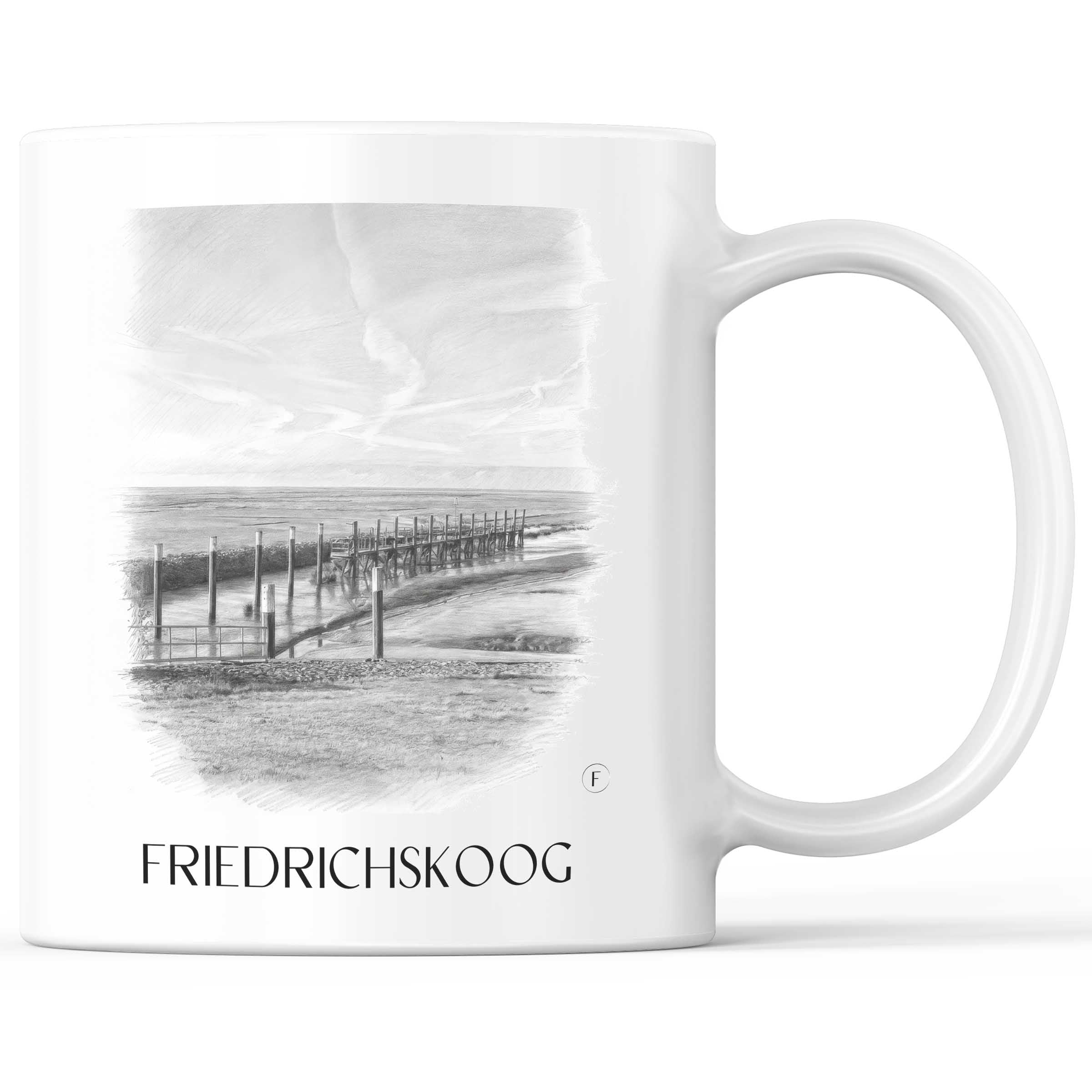 Friedrichskoog Kaffeebecher - Schleswig-Holstein - Deutschland Becher - Kaffeetasse im Zeichnung Stil