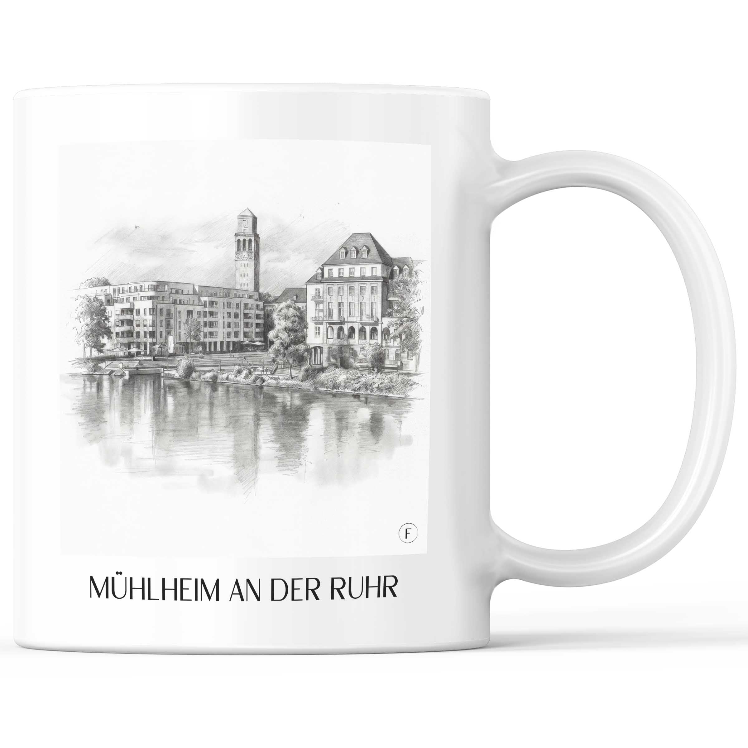 Mühlheim an der Ruhr Kaffeebecher - Ruhrgebiet - Deutschland Becher - Kaffeetasse im Zeichnung Stil