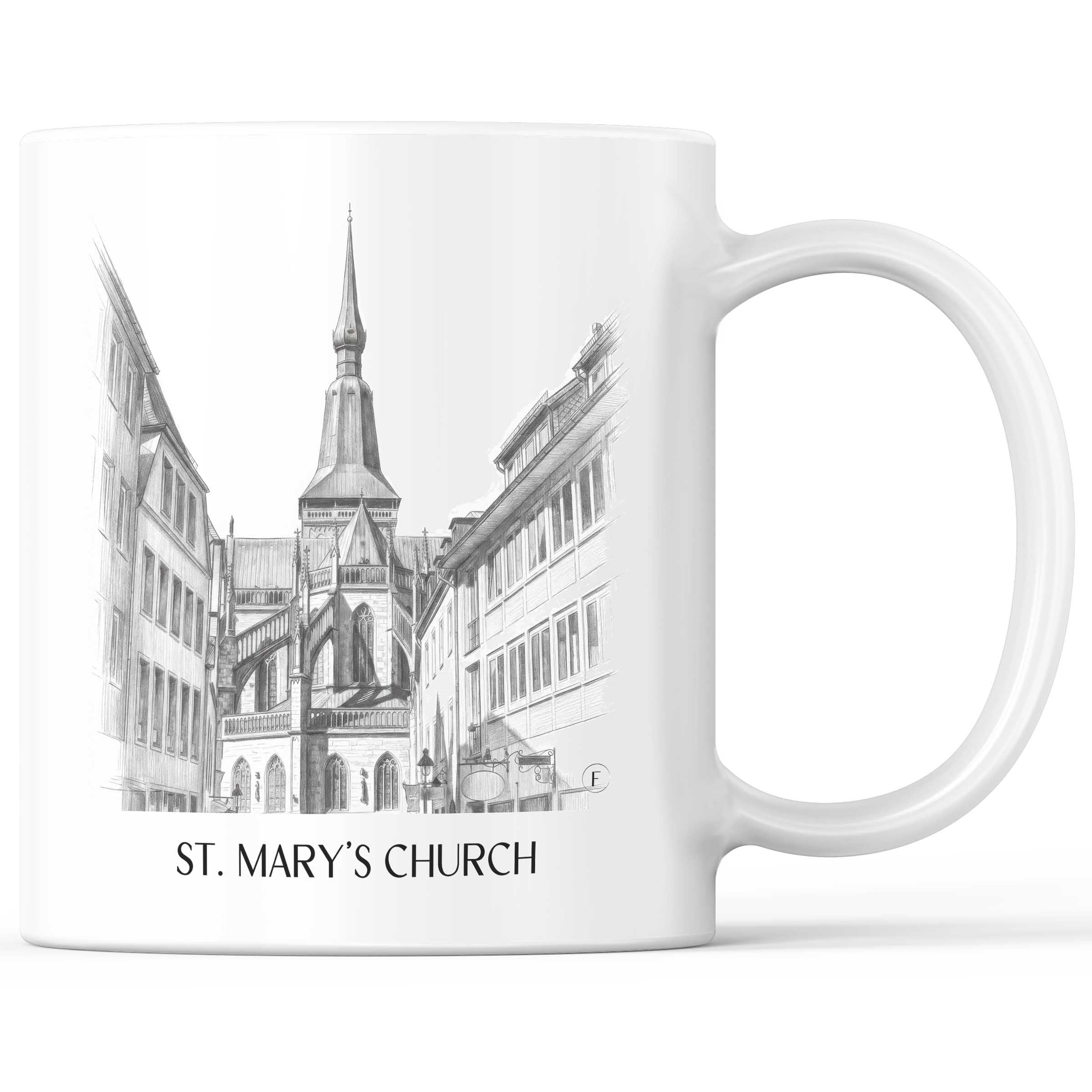 Marienkirche Kaffeebecher - Osnabrück - Deutschland Becher - Kaffeetasse im Zeichnung Stil