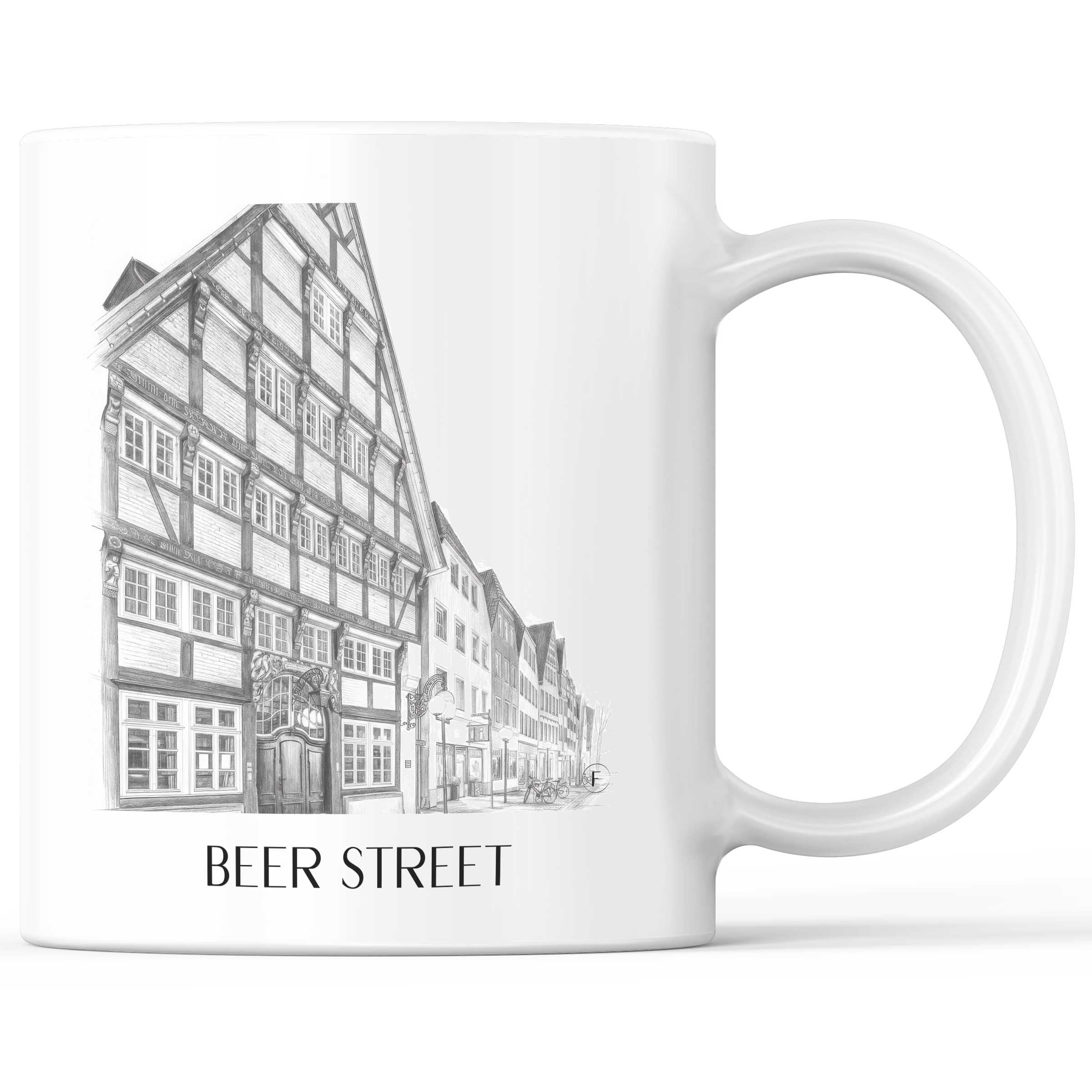 Bierstraße Kaffeebecher - Osnabrück - Deutschland Becher - Kaffeetasse im Zeichnung Stil
