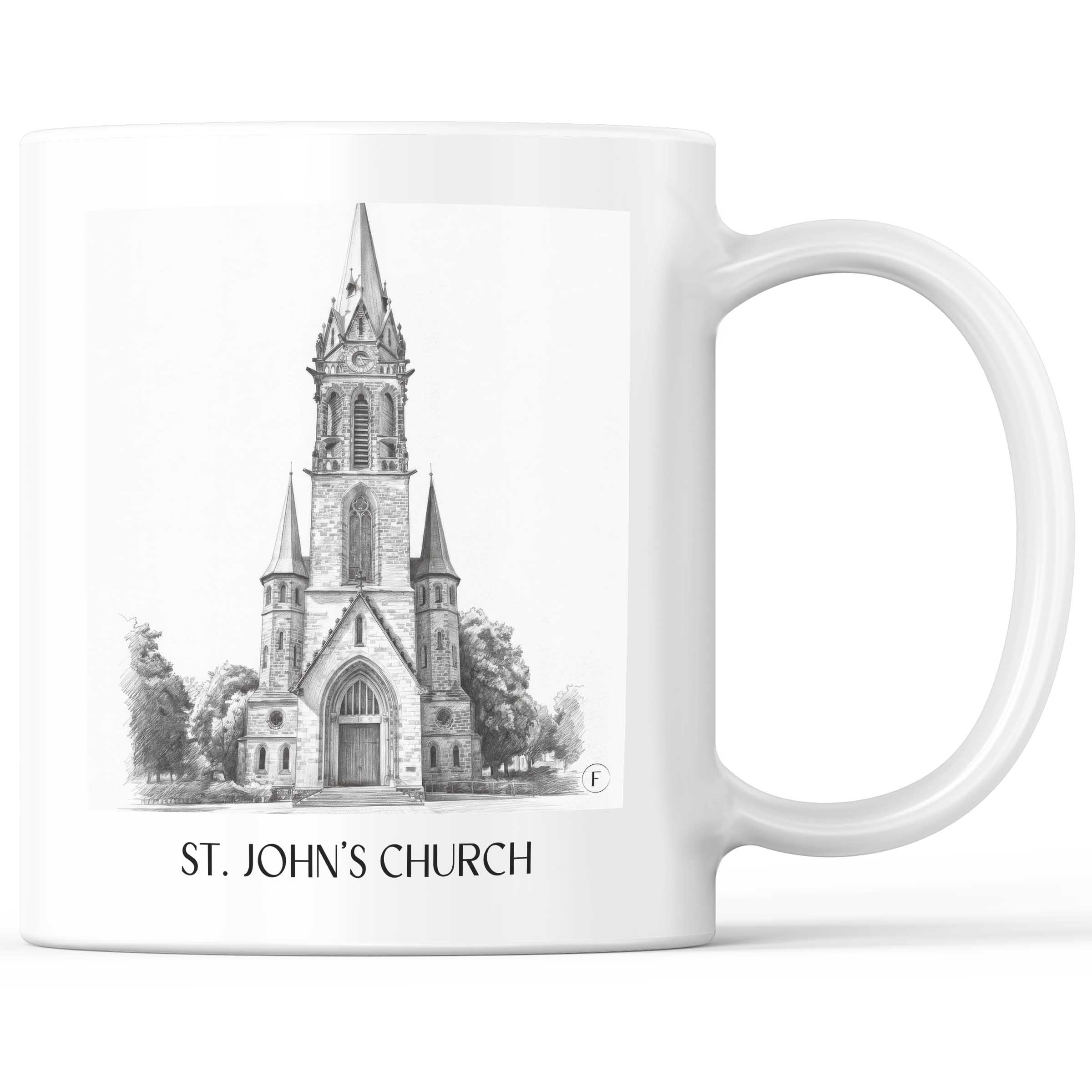 Johanneskirche Kaffeebecher - Darmstadt - Deutschland Becher - Kaffeetasse im Zeichnung Stil