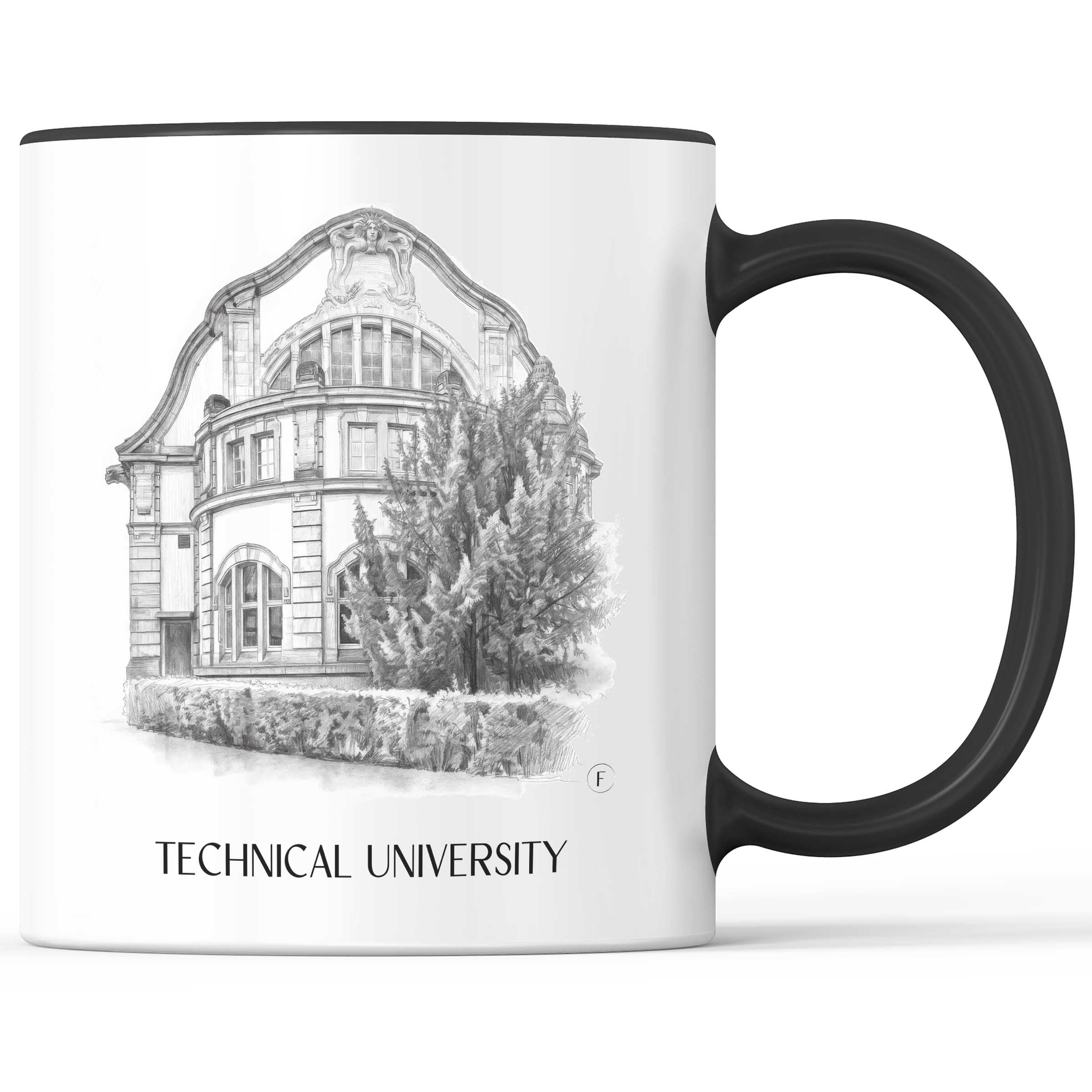 Technische Universität Kaffeebecher - Darmstadt - Deutschland Becher - Kaffeetasse im Zeichnung Stil