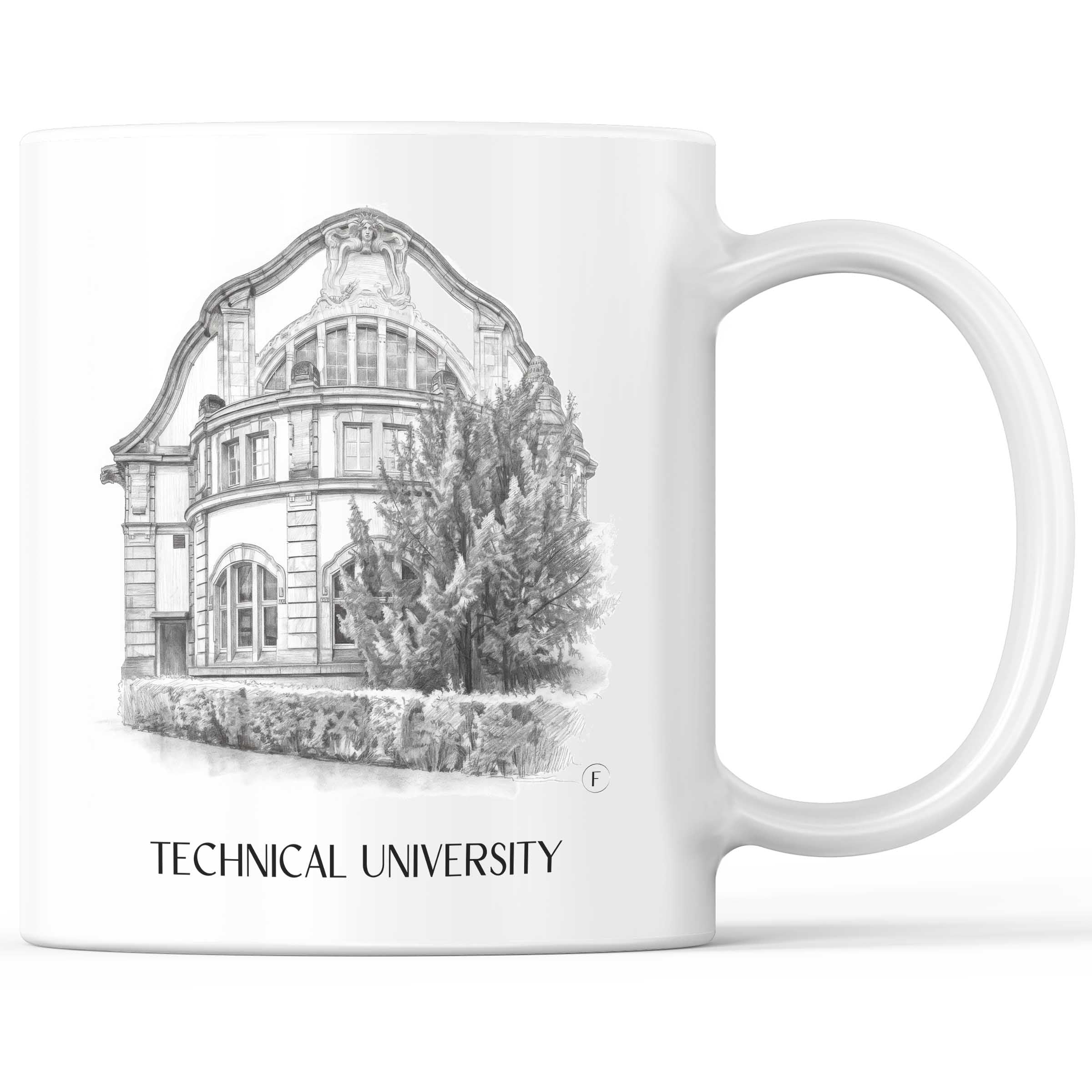 Technische Universität Kaffeebecher - Darmstadt - Deutschland Becher - Kaffeetasse im Zeichnung Stil