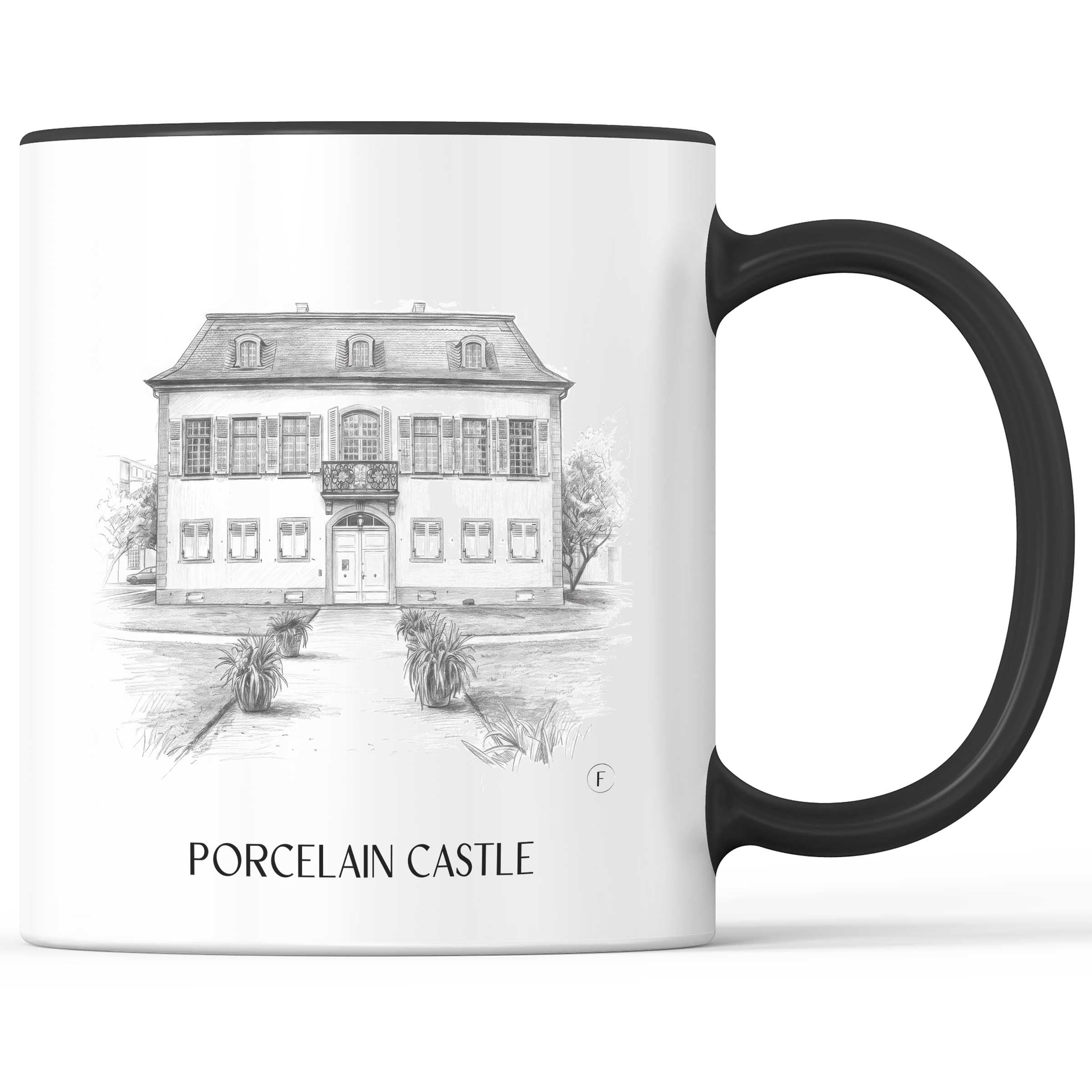 Porzellanschlößchen Kaffeebecher - Darmstadt - Deutschland Becher - Kaffeetasse im Zeichnung Stil