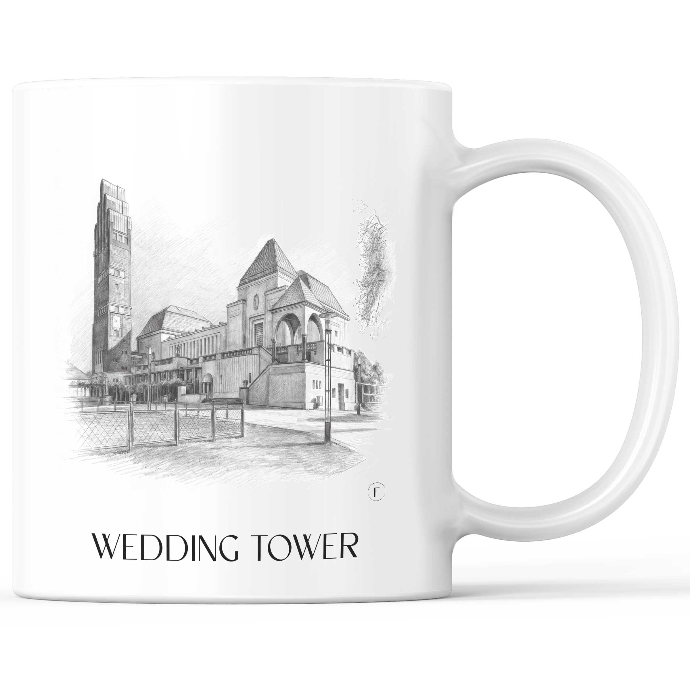 Hochzeitsturm Kaffeebecher - Darmstadt - Deutschland Becher - Kaffeetasse im Zeichnung Stil