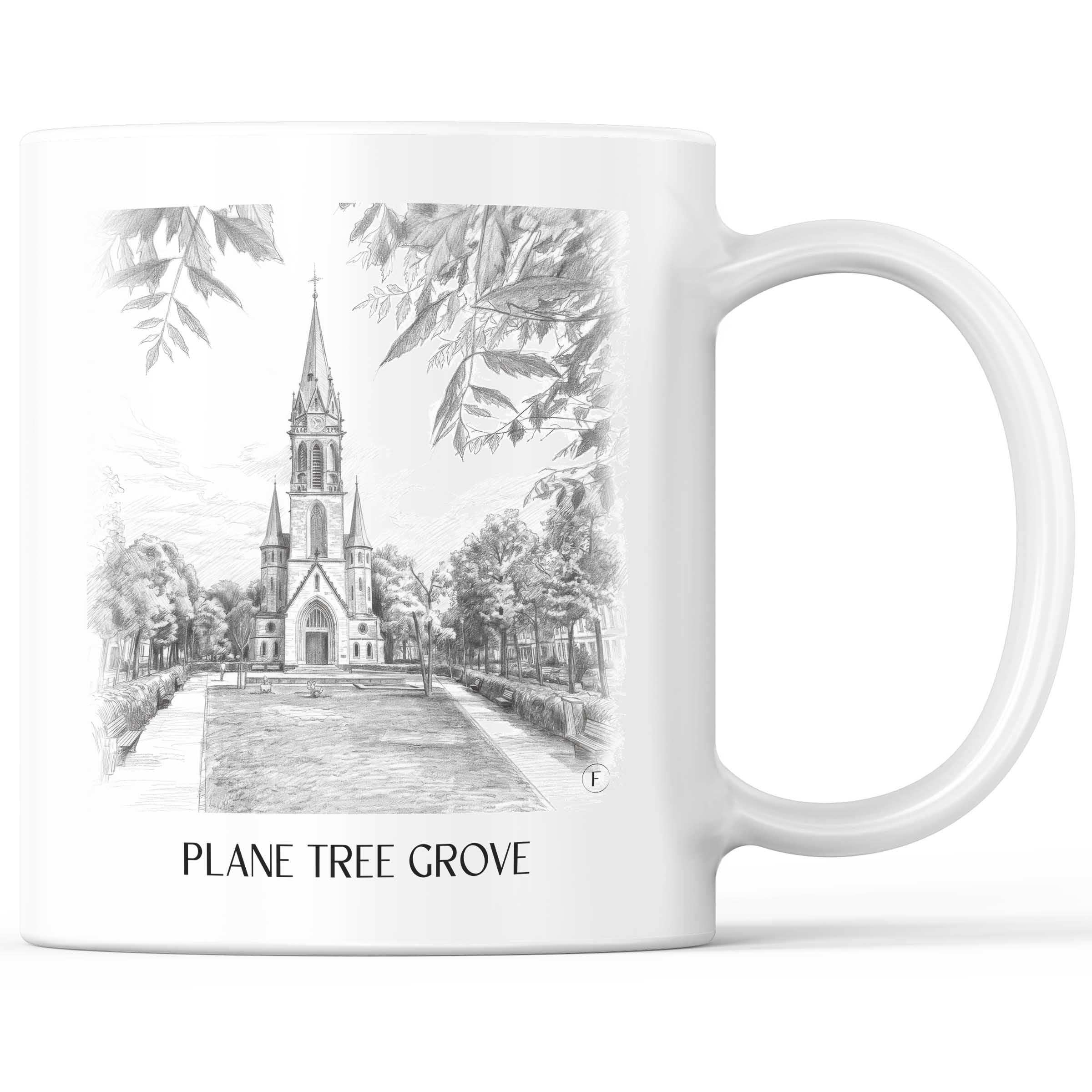 Platanenhain Kaffeebecher - Darmstadt - Deutschland Becher - Kaffeetasse im Zeichnung Stil