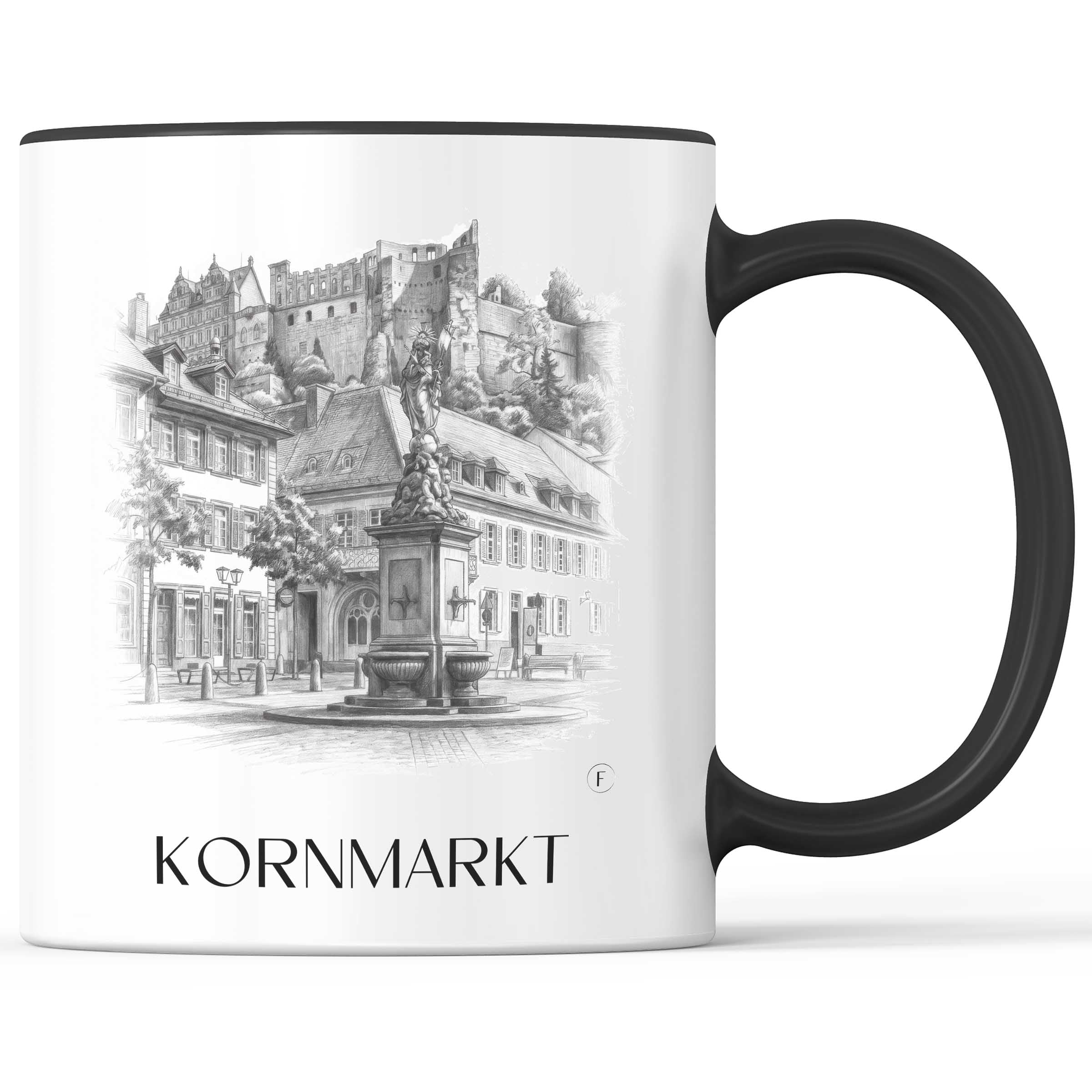 Kornmarkt Kaffeebecher - Heidelberg - Deutschland Becher - Kaffeetasse im Zeichnung Stil