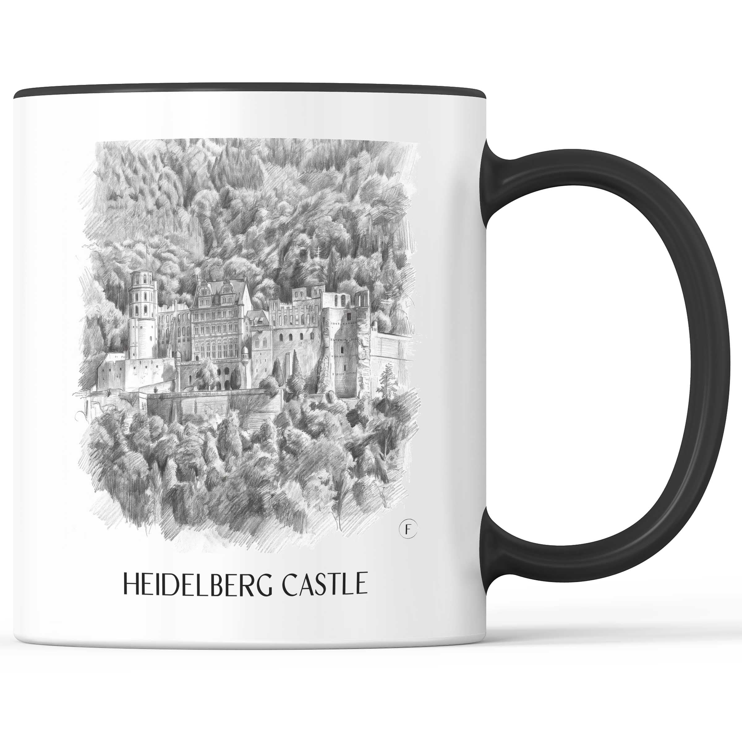 Schloss Heidelberg Kaffeebecher - Baden-Württemberg - Deutschland Becher - Kaffeetasse im Zeichnung Stil