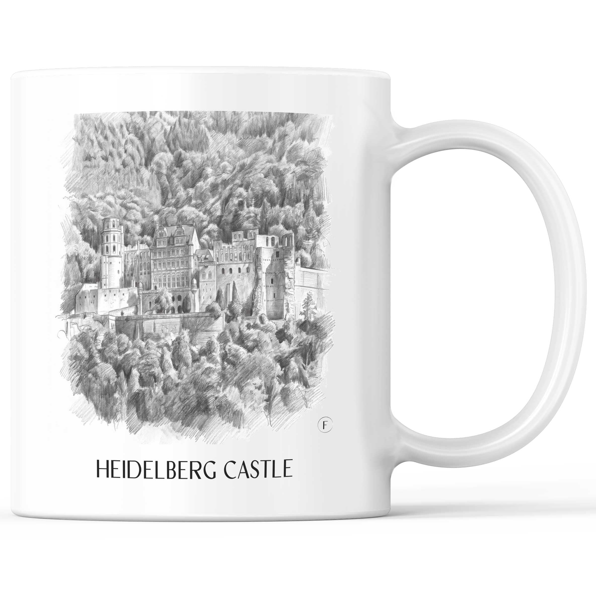 Schloss Heidelberg Kaffeebecher - Baden-Württemberg - Deutschland Becher - Kaffeetasse im Zeichnung Stil