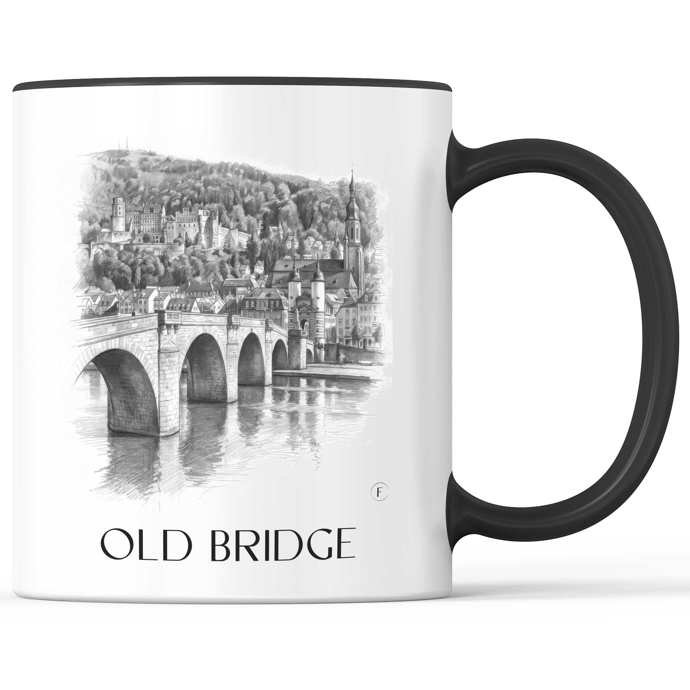 Alte Brücke Kaffeebecher - Heidelberg - Deutschland Becher - Kaffeetasse im Zeichnung Stil