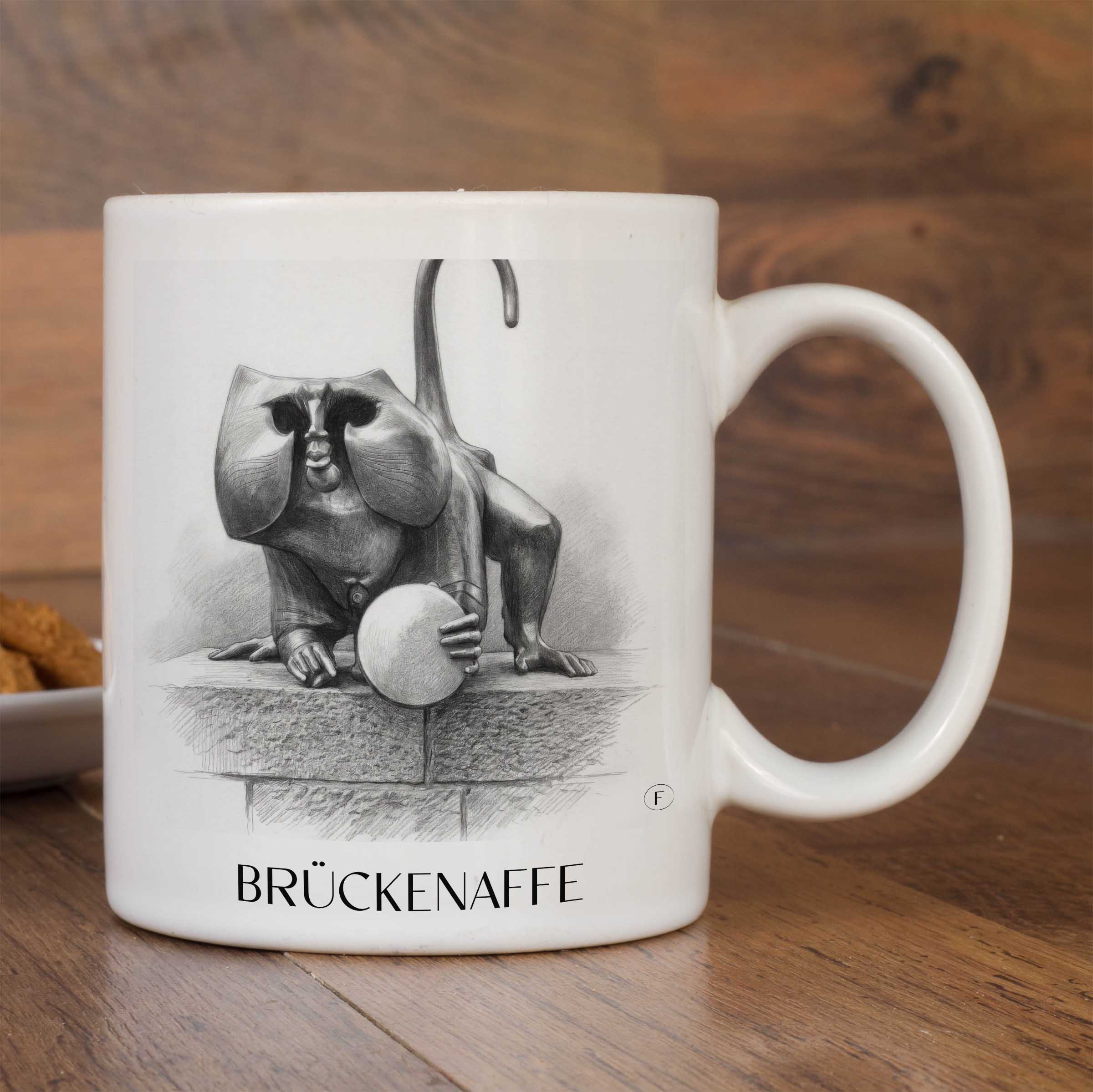 brückenaffe-heidelberg-deutschland-kaffeebecher-bleistift-zeichnung-drawing