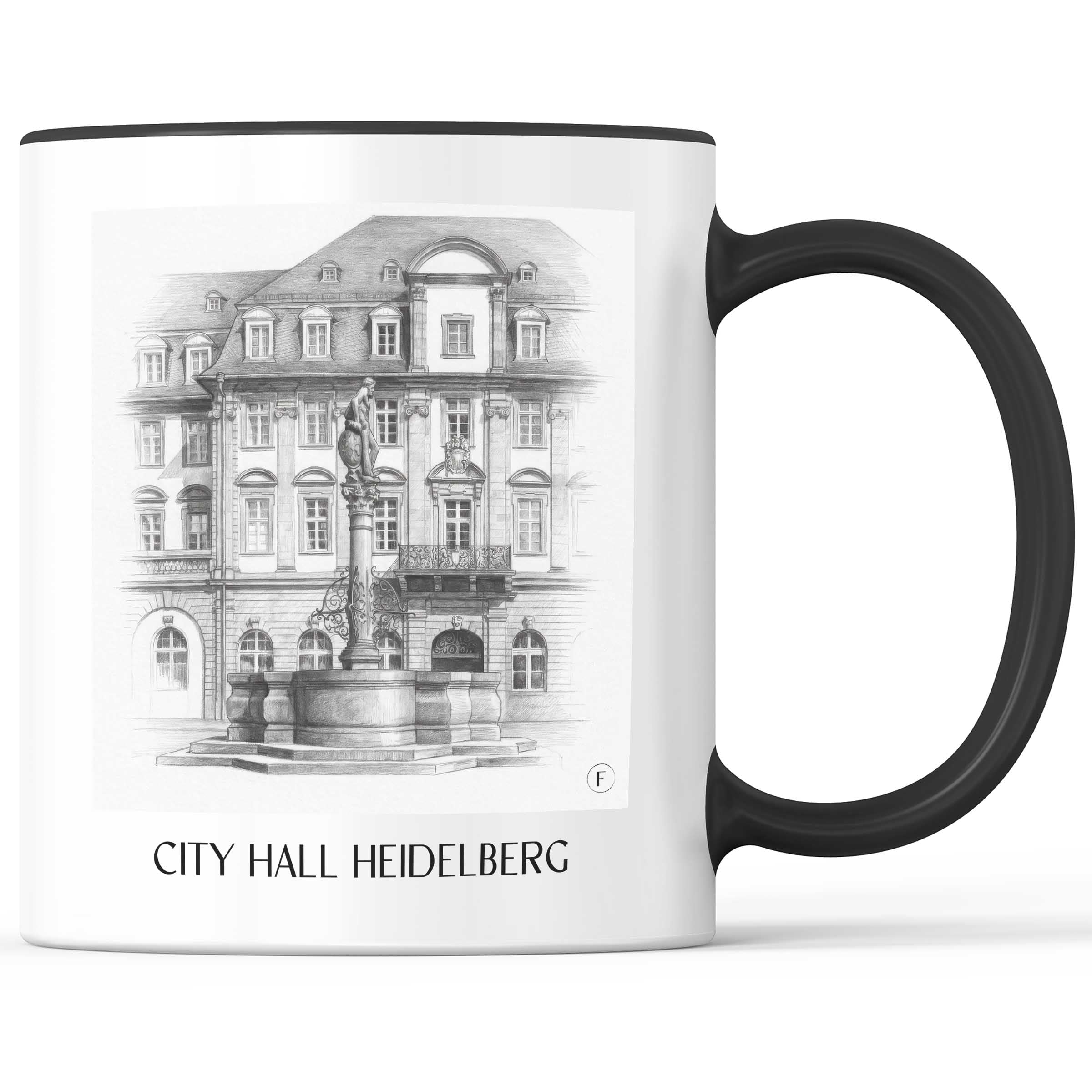Rathaus Kaffeebecher - Heidelberg - Deutschland Becher - Kaffeetasse im Zeichnung Stil