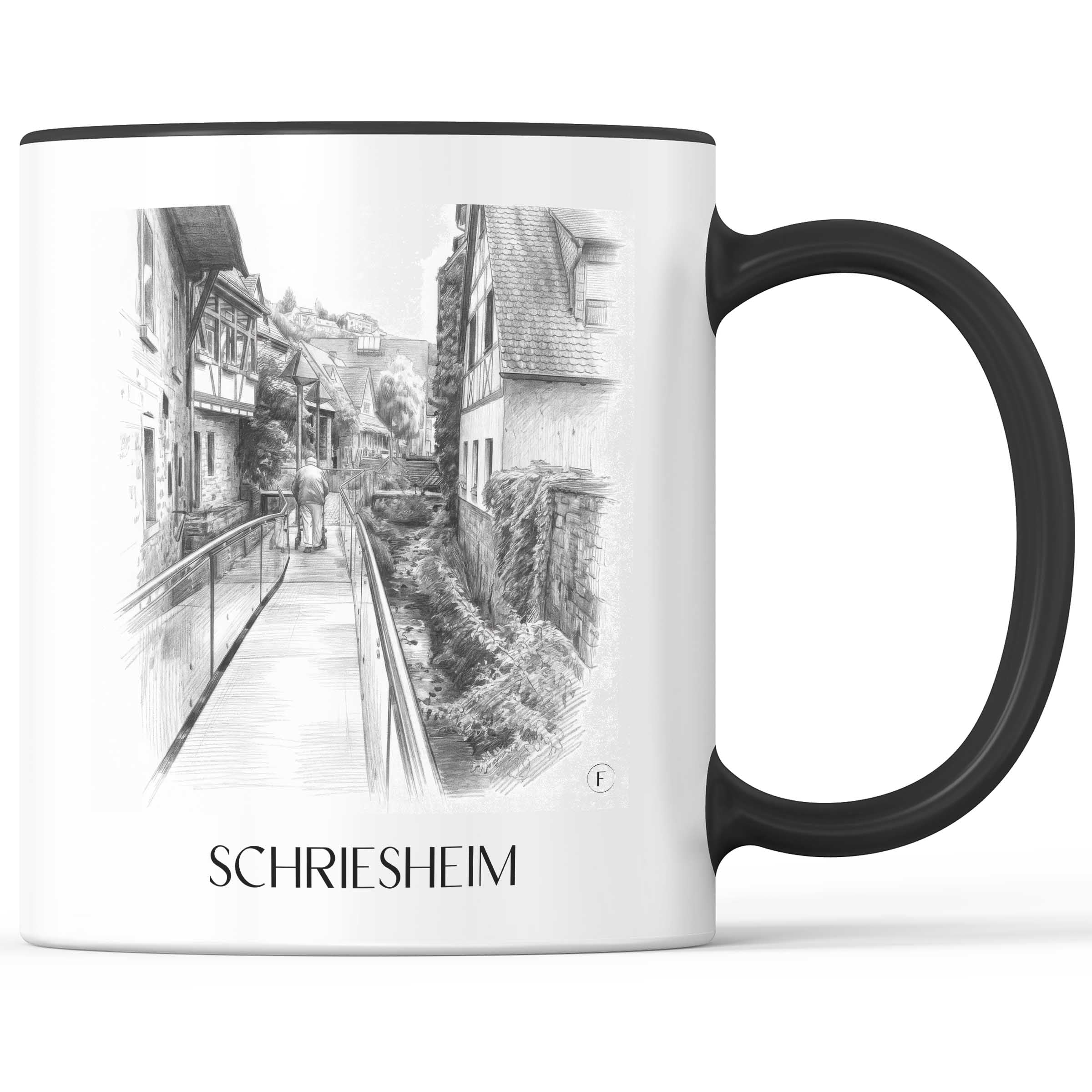 Schriesheim Kaffeebecher - Odenwald - Deutschland Becher - Kaffeetasse im Zeichnung Stil