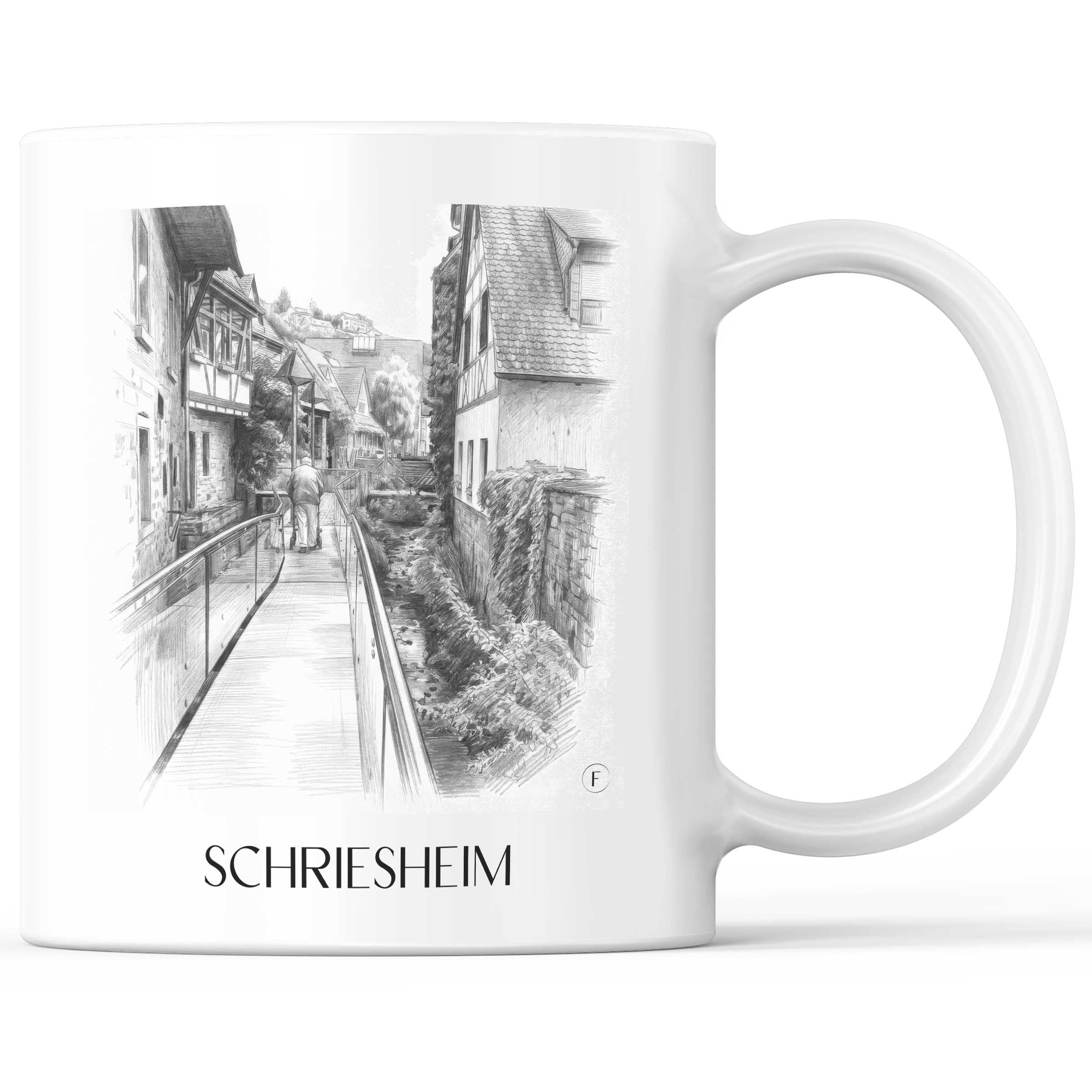 Schriesheim Kaffeebecher - Odenwald - Deutschland Becher - Kaffeetasse im Zeichnung Stil