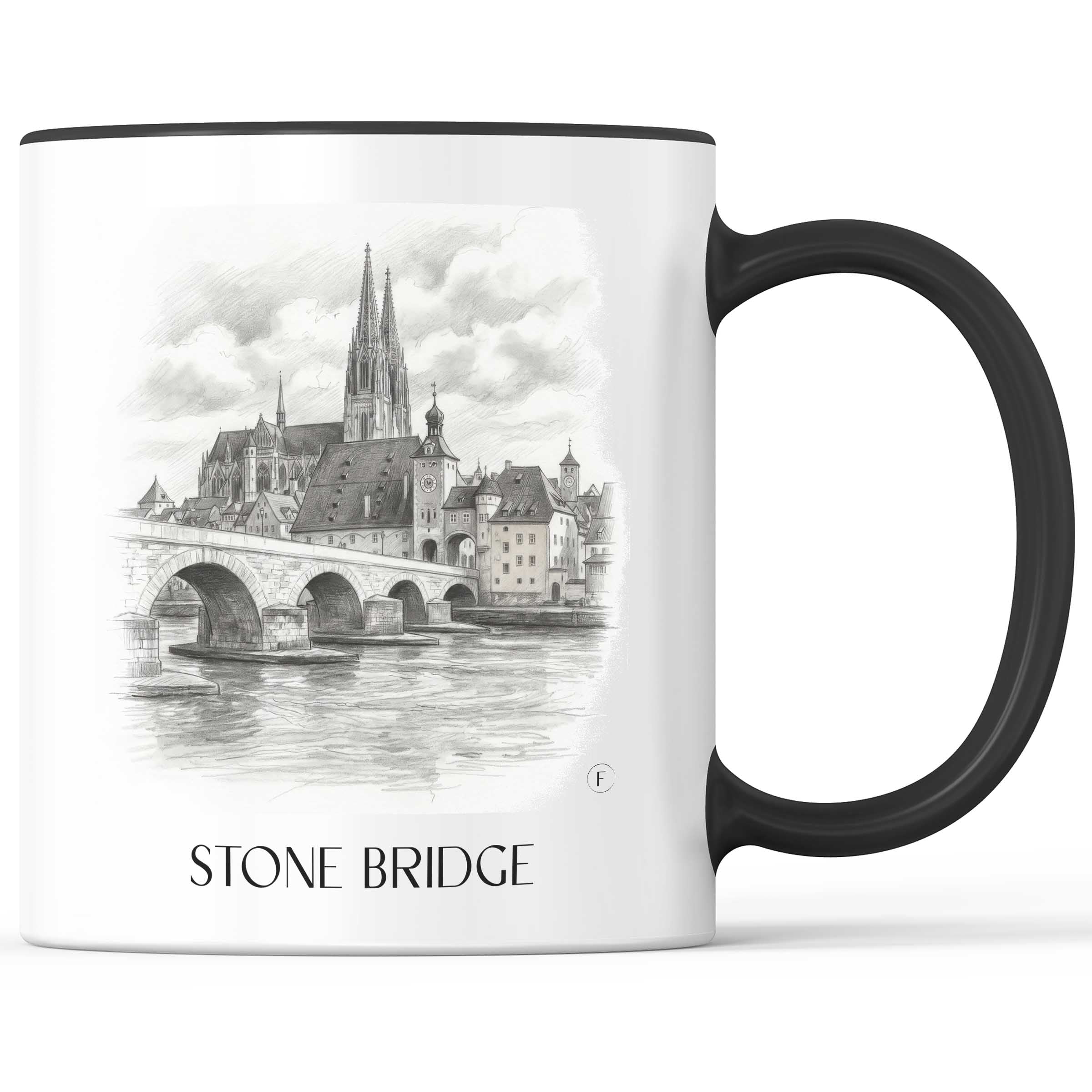 Steinerne Brücke Kaffeebecher - Regensburg - Deutschland Becher - Kaffeetasse im Zeichnung Stil