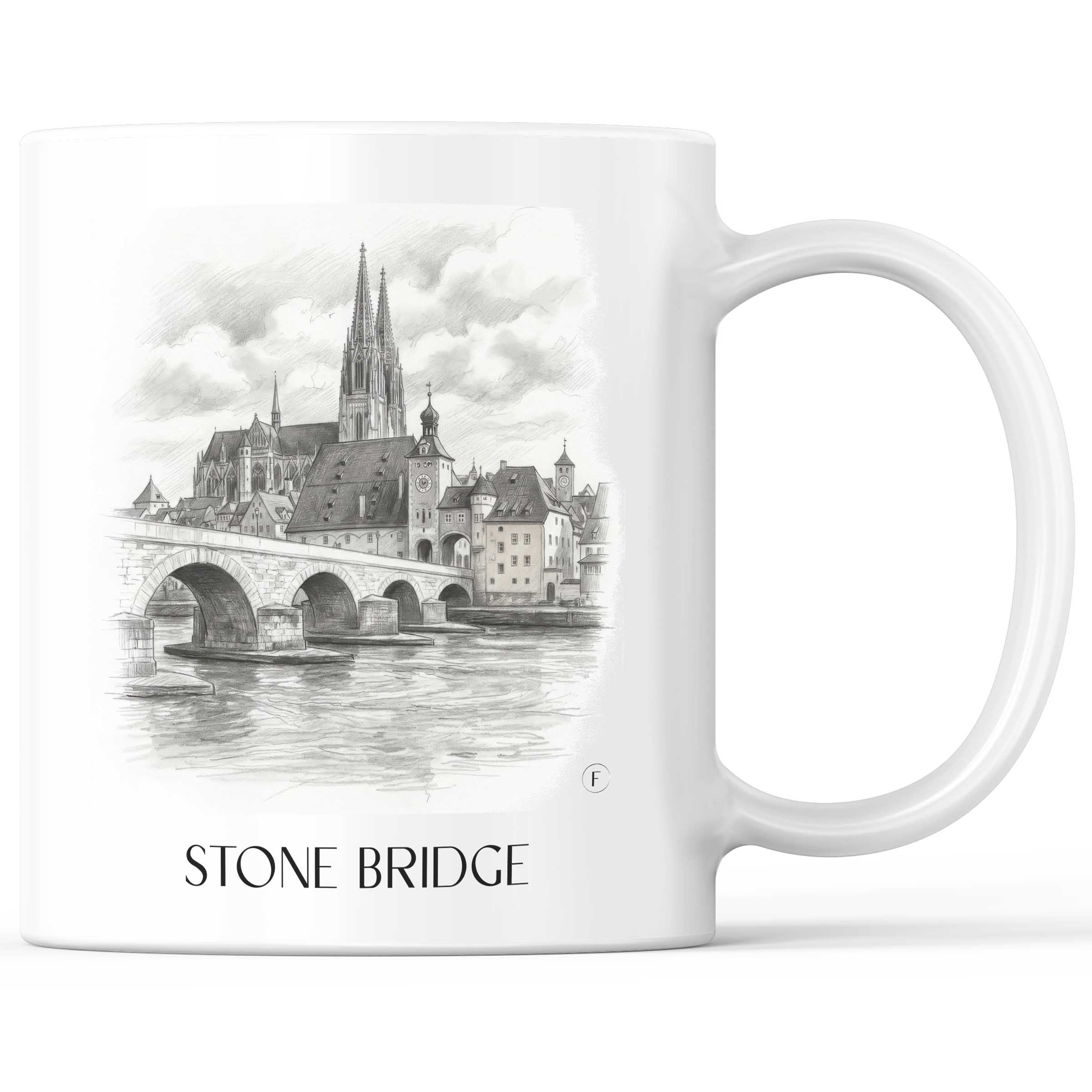 Steinerne Brücke Kaffeebecher - Regensburg - Deutschland Becher - Kaffeetasse im Zeichnung Stil