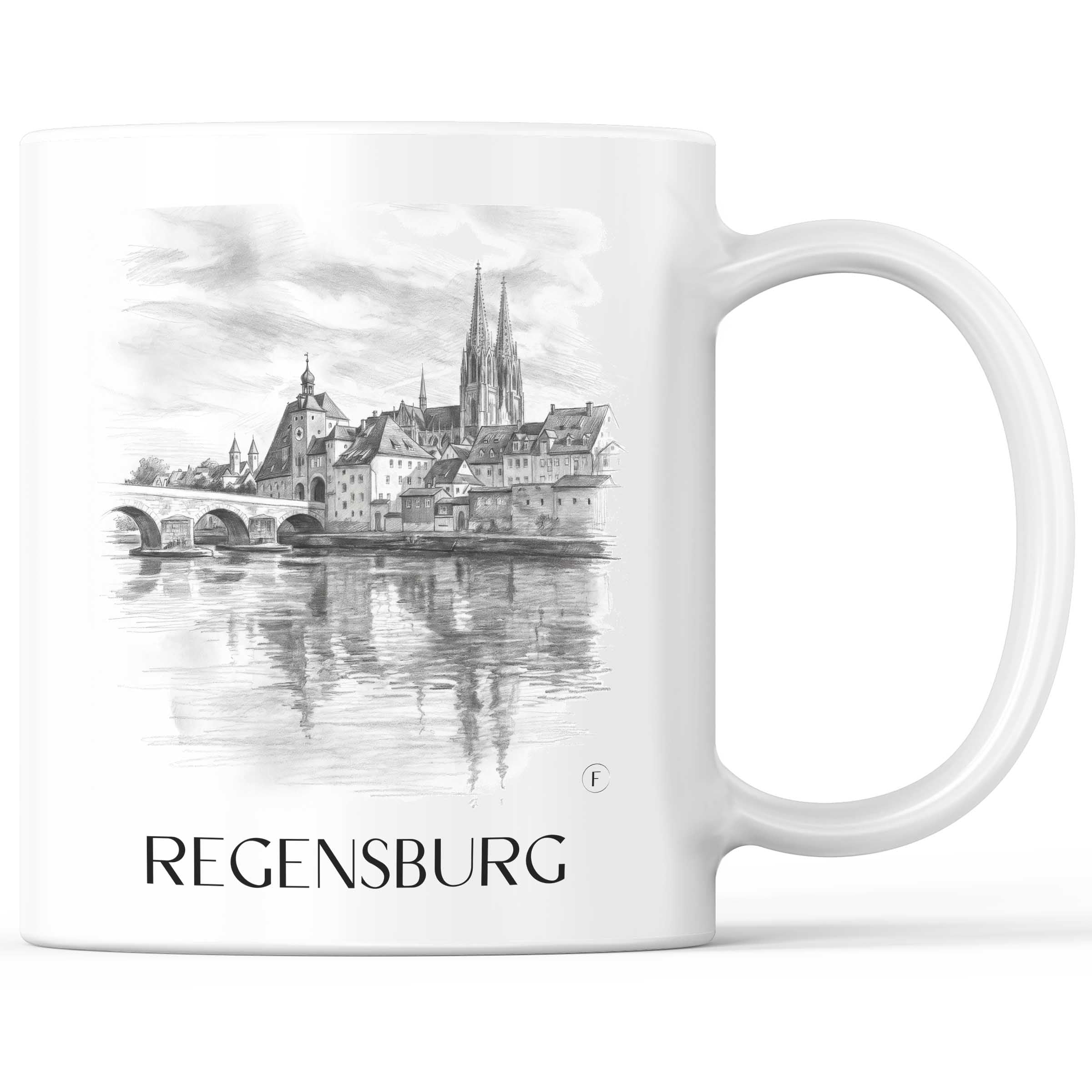Regensburg Kaffeebecher - Bayern - Deutschland Becher - Kaffeetasse im Zeichnung Stil