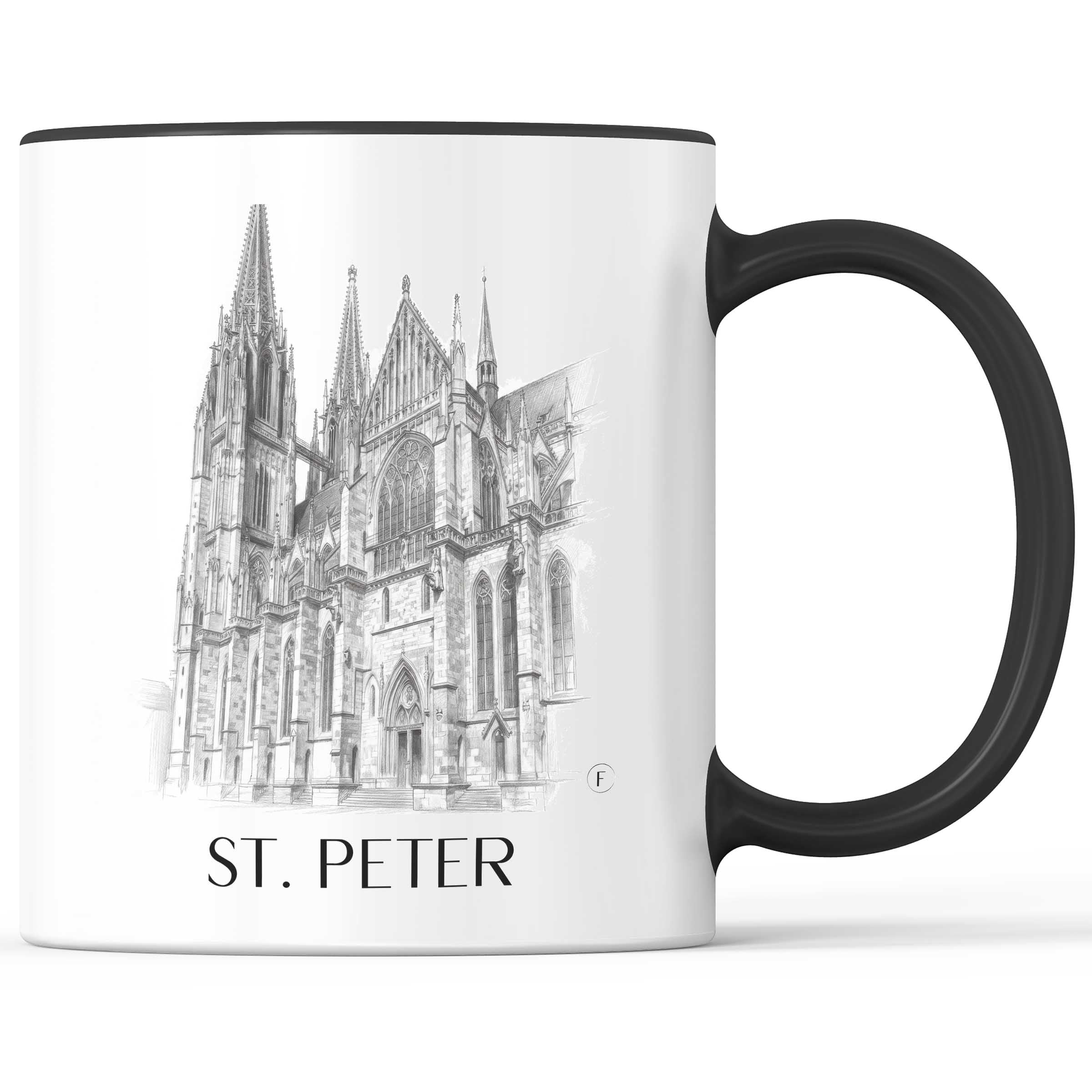 St. Peter Kaffeebecher - Regensburg - Deutschland Becher - Kaffeetasse im Zeichnung Stil