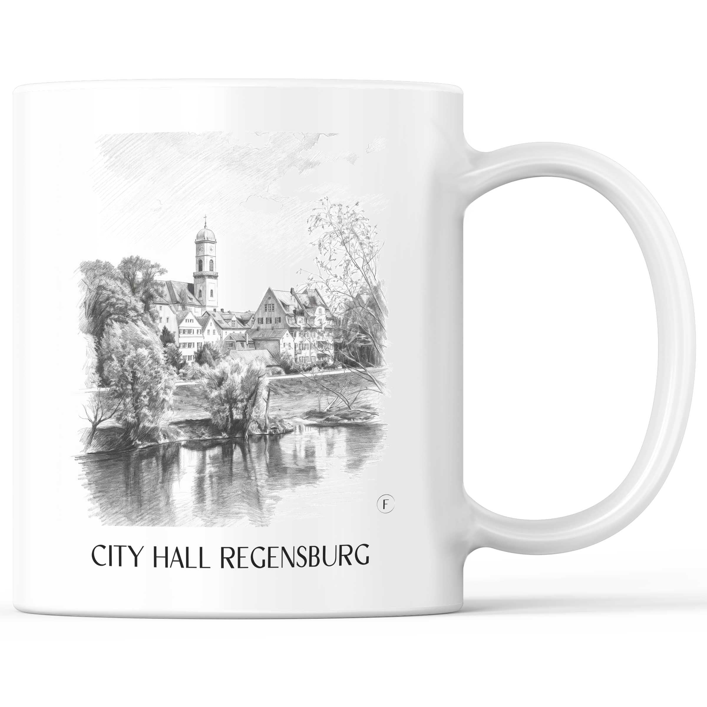 Stadtamthof Kaffeebecher - Regensburg - Deutschland Becher - Kaffeetasse im Zeichnung Stil