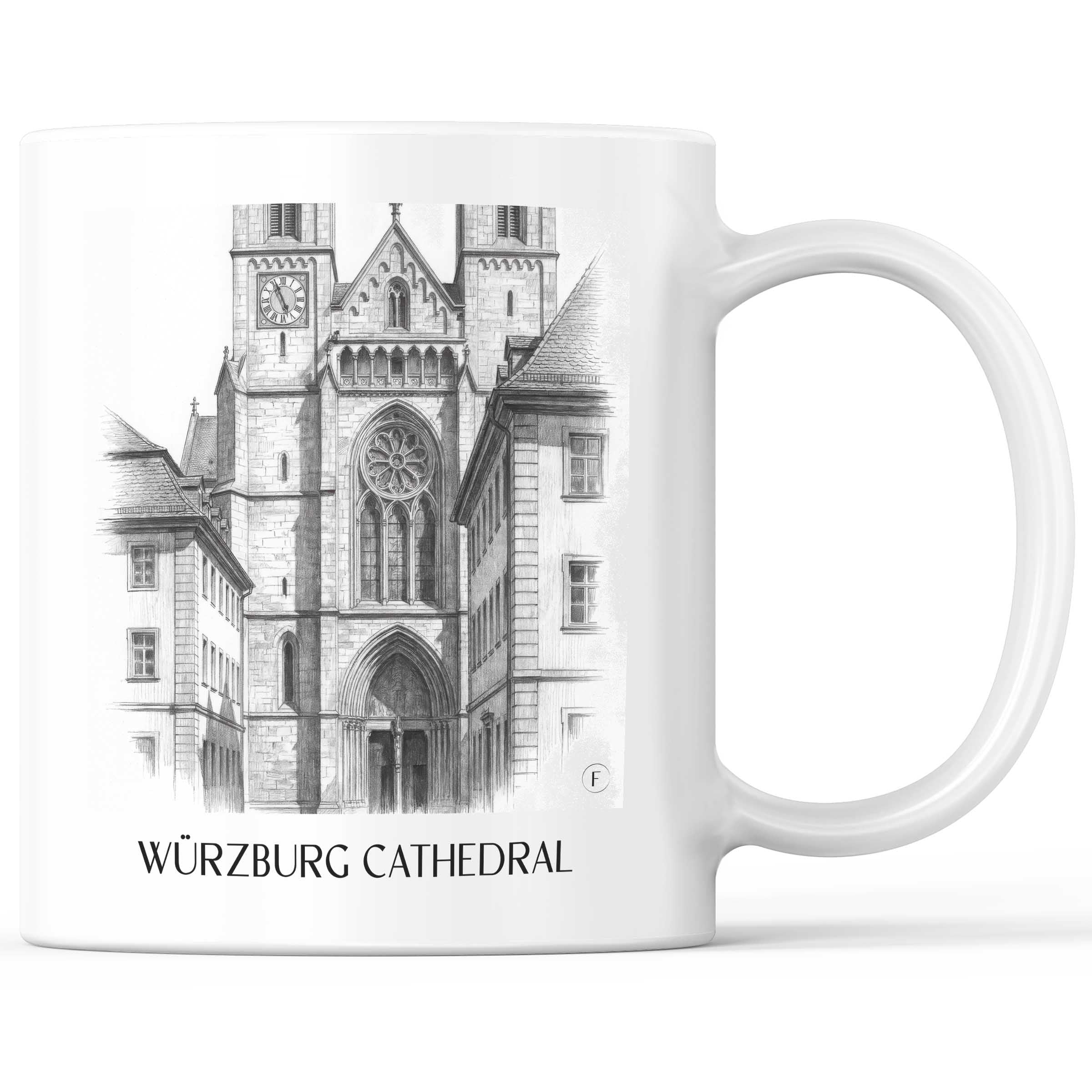 Würzburger Dom Kaffeebecher - Franken - Deutschland Becher - Kaffeetasse im Zeichnung Stil
