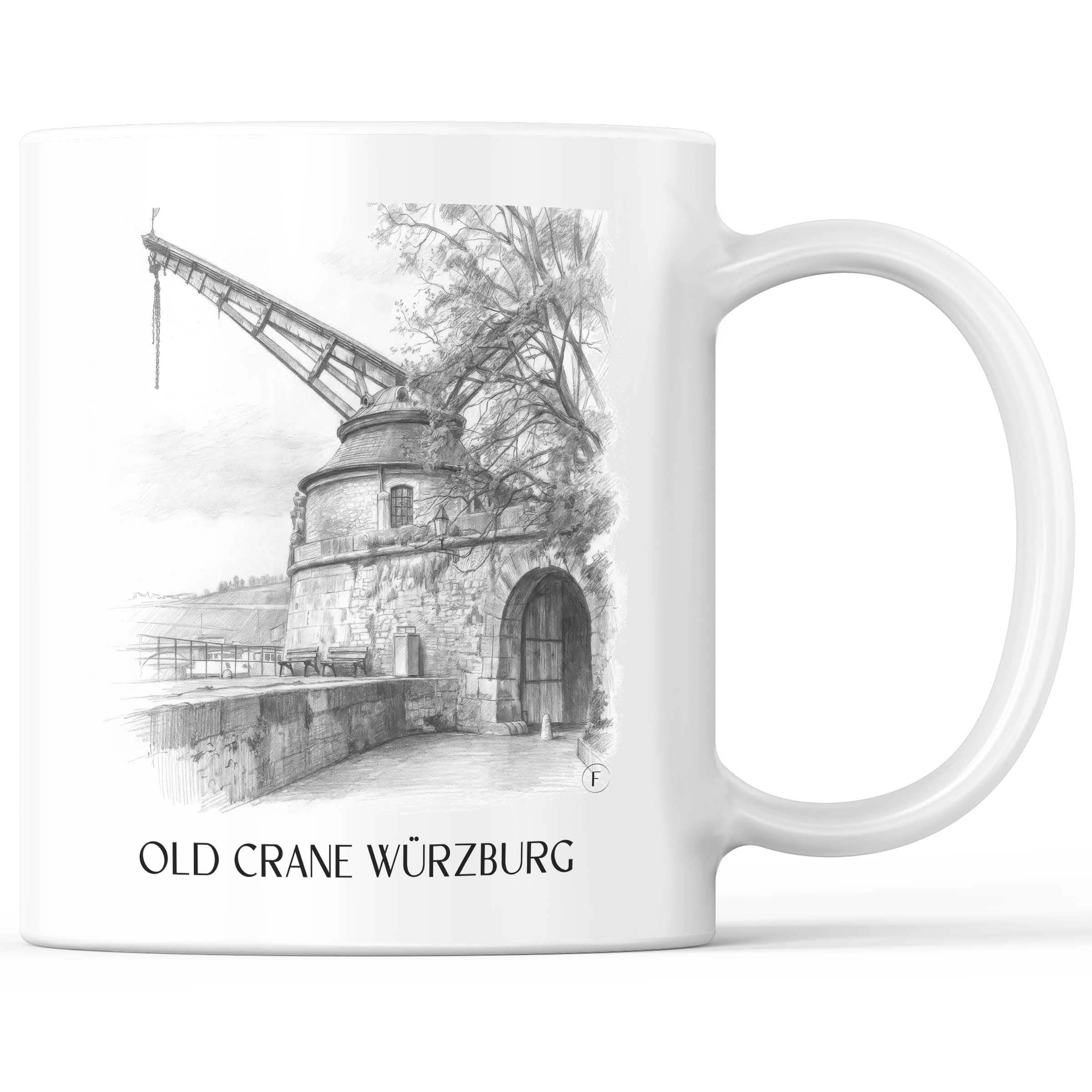 Alter Kranen Kaffeebecher - Würzburg - Deutschland Becher - Kaffeetasse im Zeichnung Stil