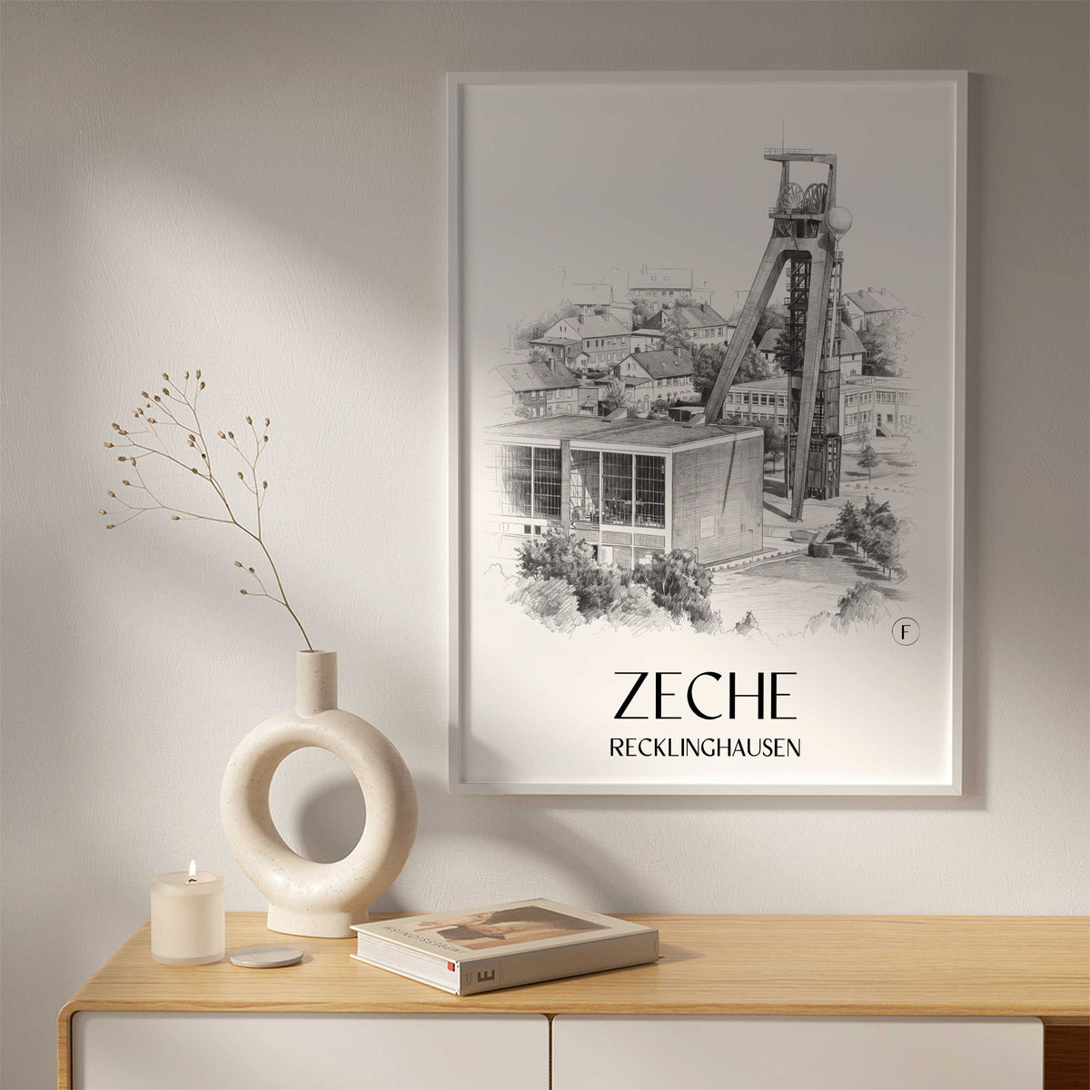 zeche-recklinghausen-deutschland-poster-bleistift-zeichnung-drawing