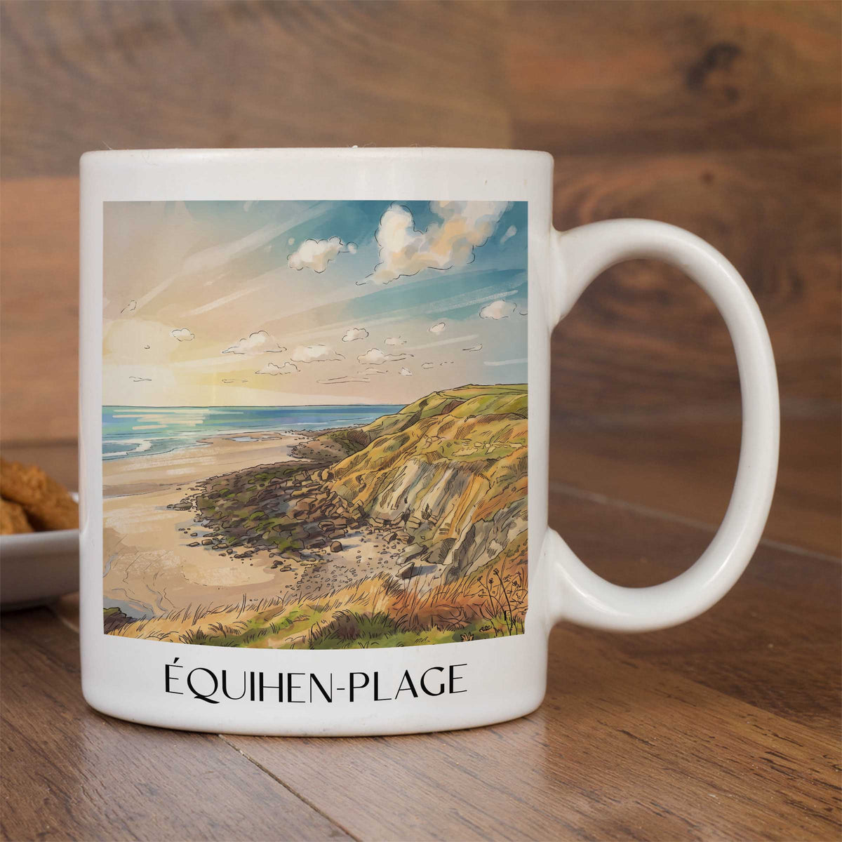 équihen-plage-côte-d'opale-frankreich-kaffeebecher-aquarell