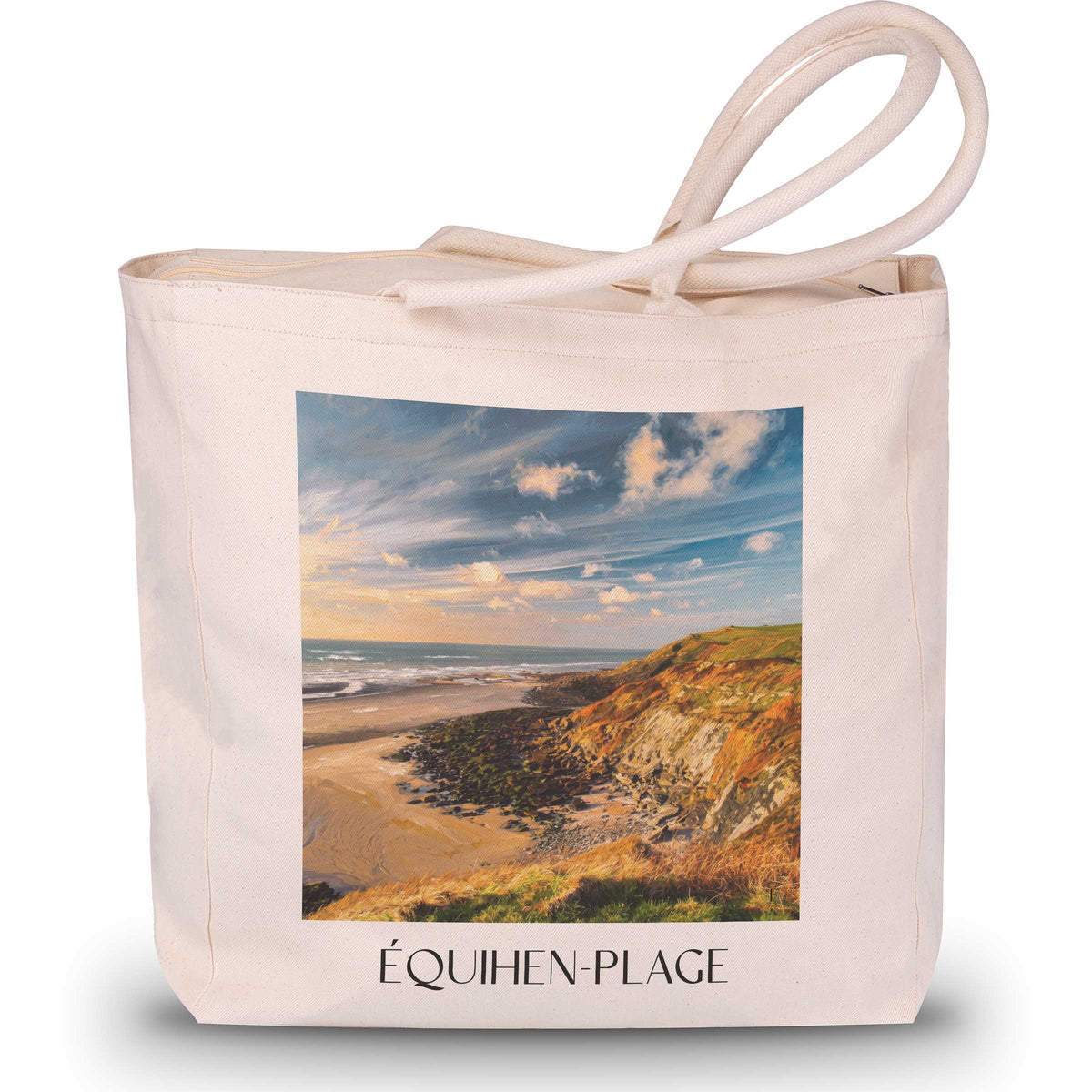 équihen-plage-côte-d'opale-frankreich-einkaufstasche-oil-painting-oelgemaelde