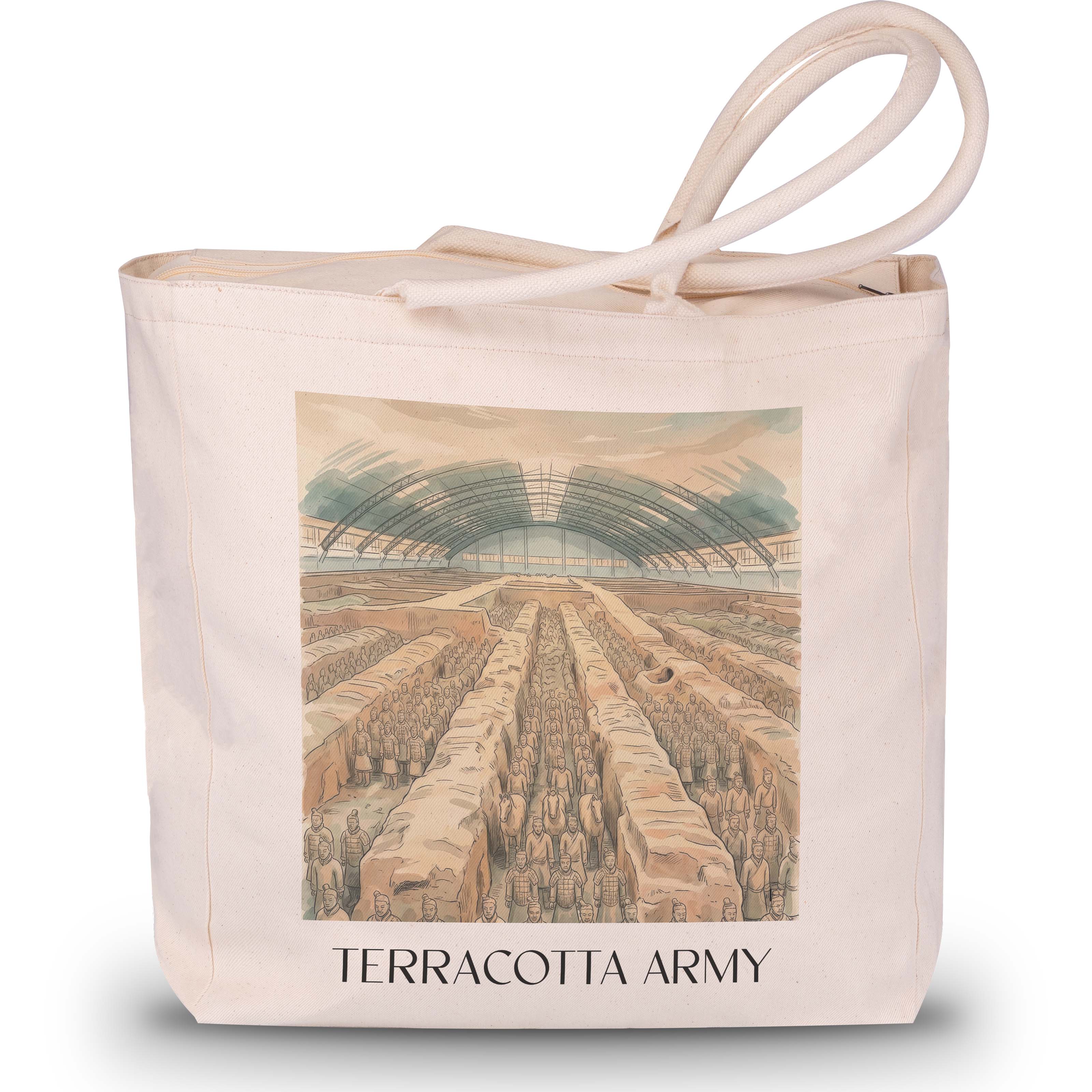 terrakotta Armee - China Tote Bag - Einkaufstasche im Aquarell Stil - favplace