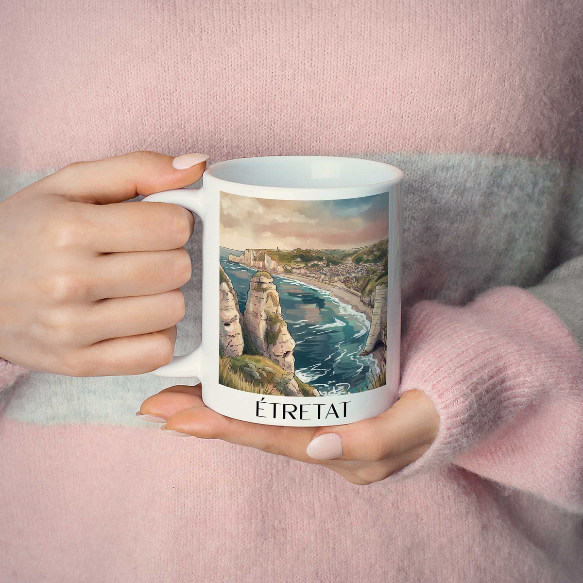 étretat-côte-d'albâtre-frankreich-kaffeebecher-aquarell