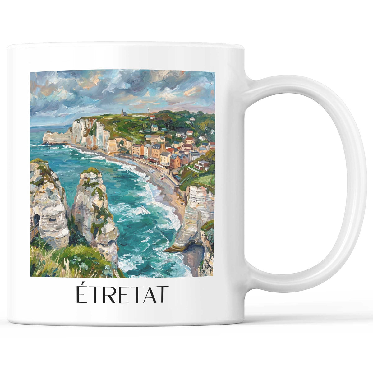 Étretat Kaffeebecher - Côte d'Albâtre - Frankreich Becher - Kaffeetasse im Ölgemälde Stil - favplace