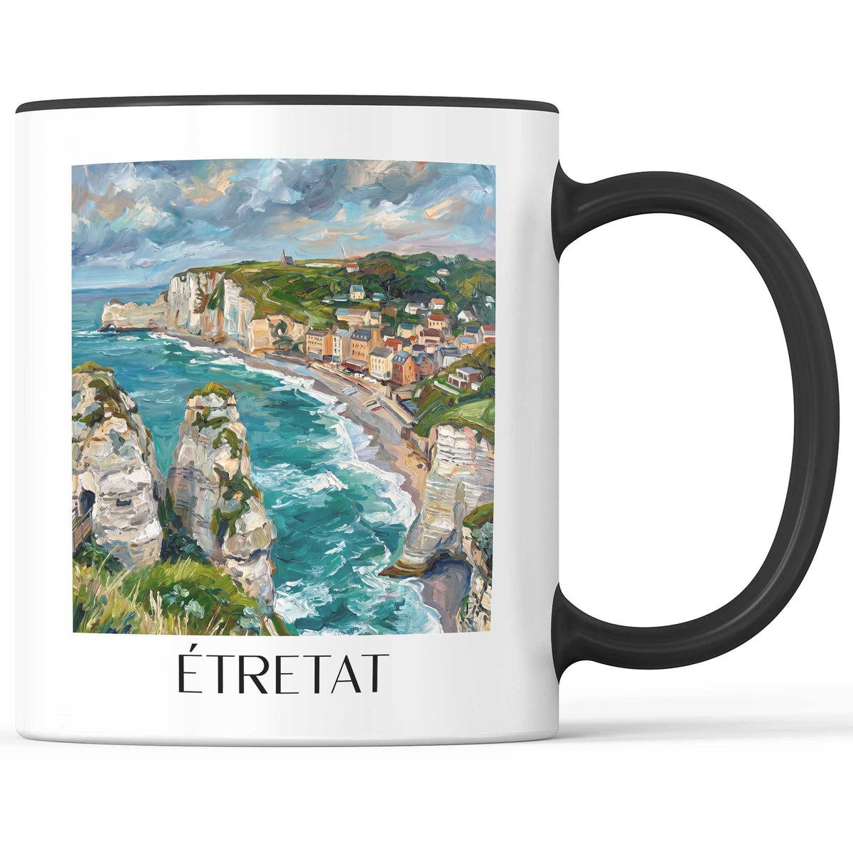 Étretat Kaffeebecher - Côte d'Albâtre - Frankreich Becher - Kaffeetasse im Ölgemälde Stil - favplace