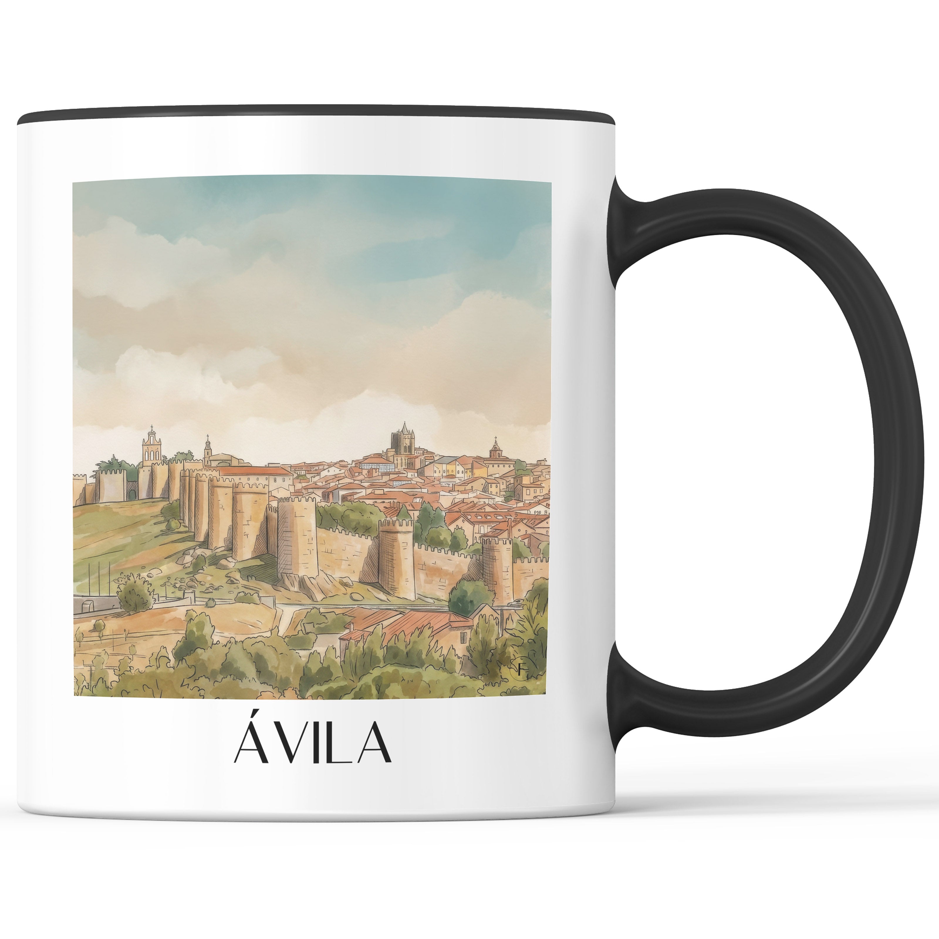 ávila-spanien-spanien-kaffeebecher-aquarell