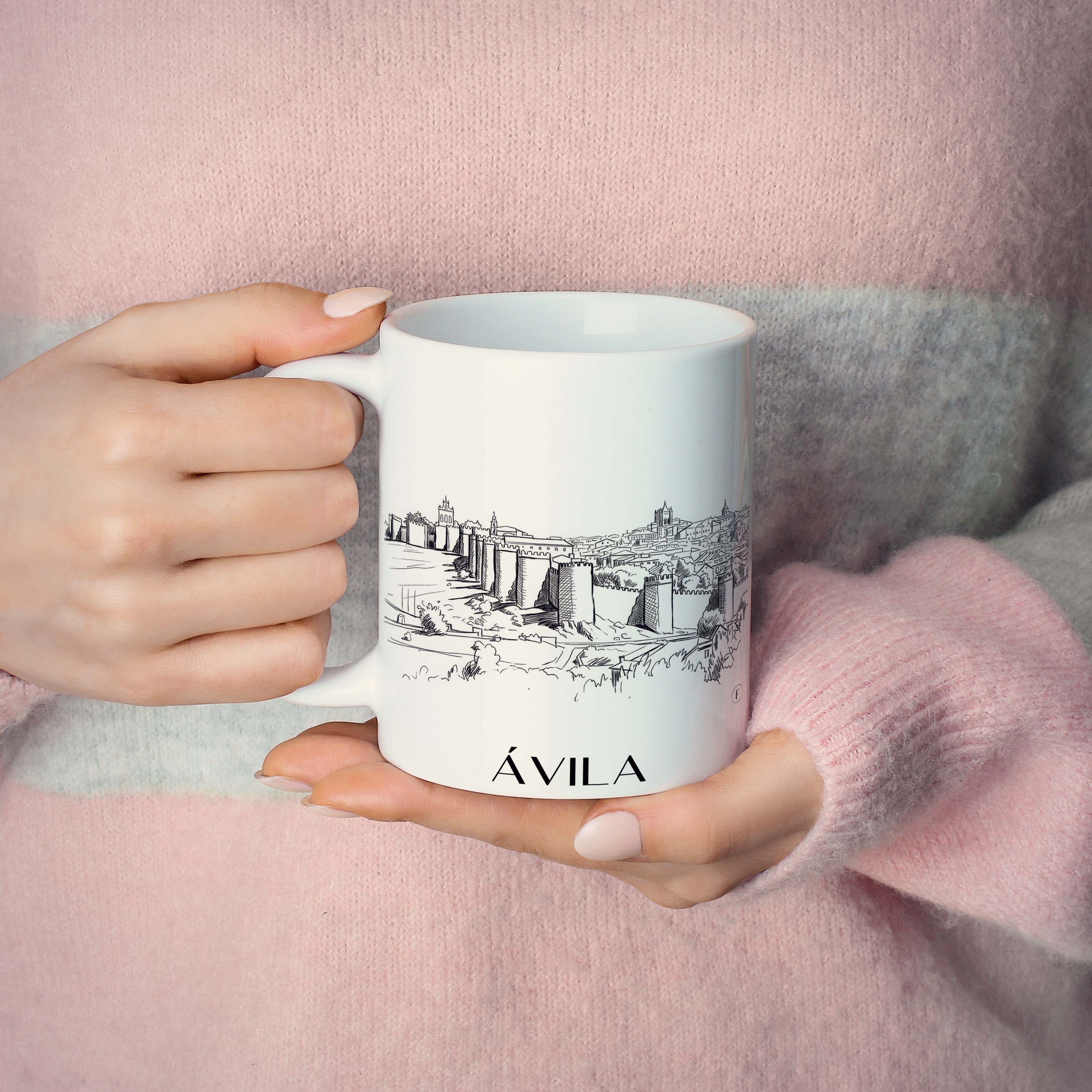 ávila-spanien-spanien-kaffeebecher-skizze