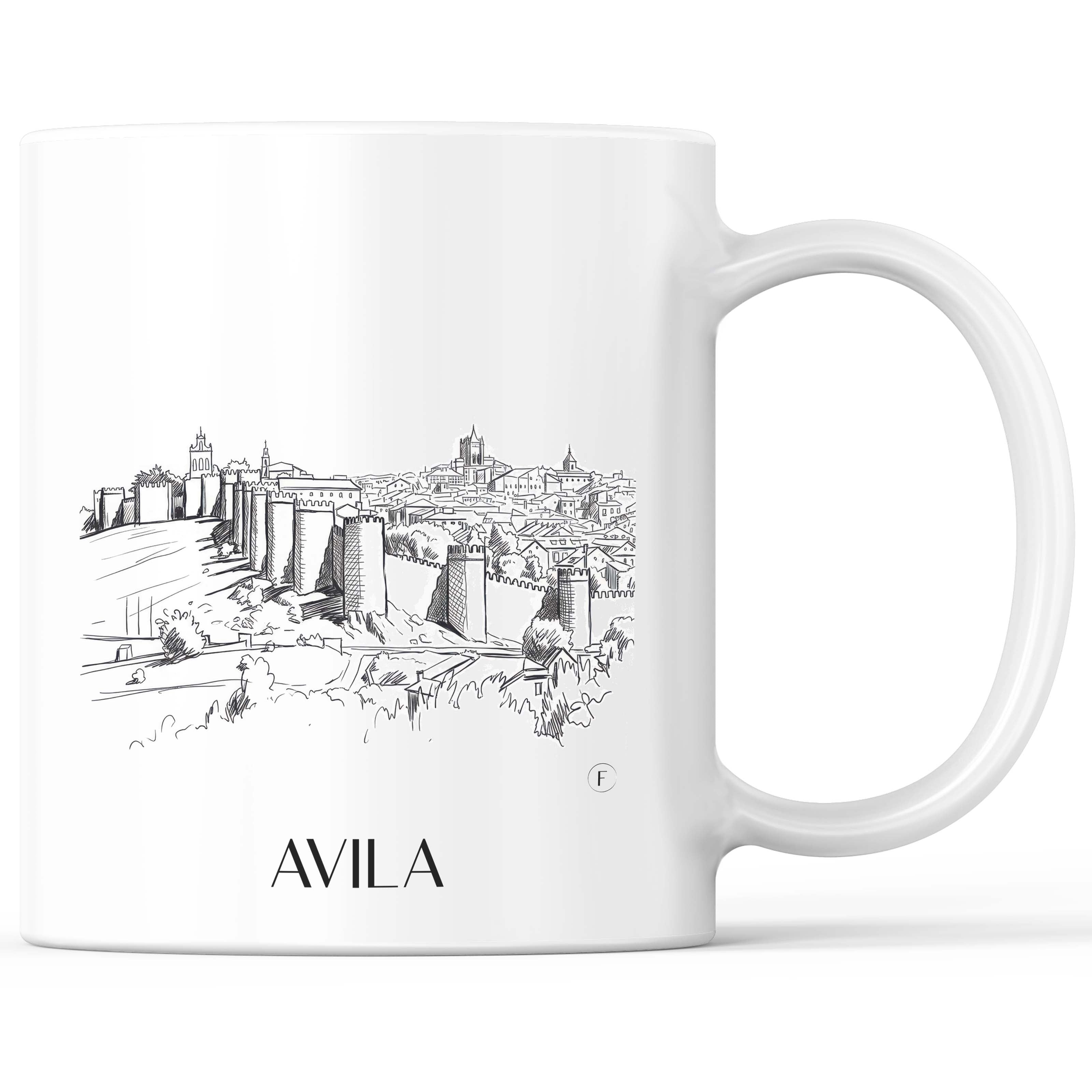 Ávila Kaffeebecher - Spanien - Spanien Becher - Kaffeetasse im Skizze Stil - favplace