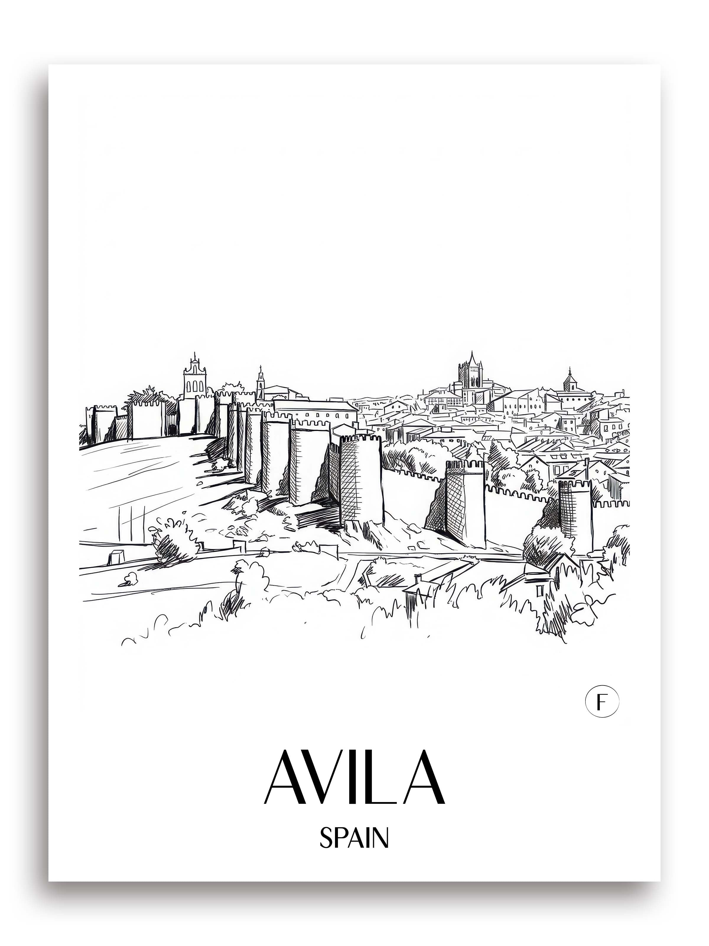Ávila Poster - Spanien - Spanien Kunstdruck - Skizze von A4 bis A1 - favplace