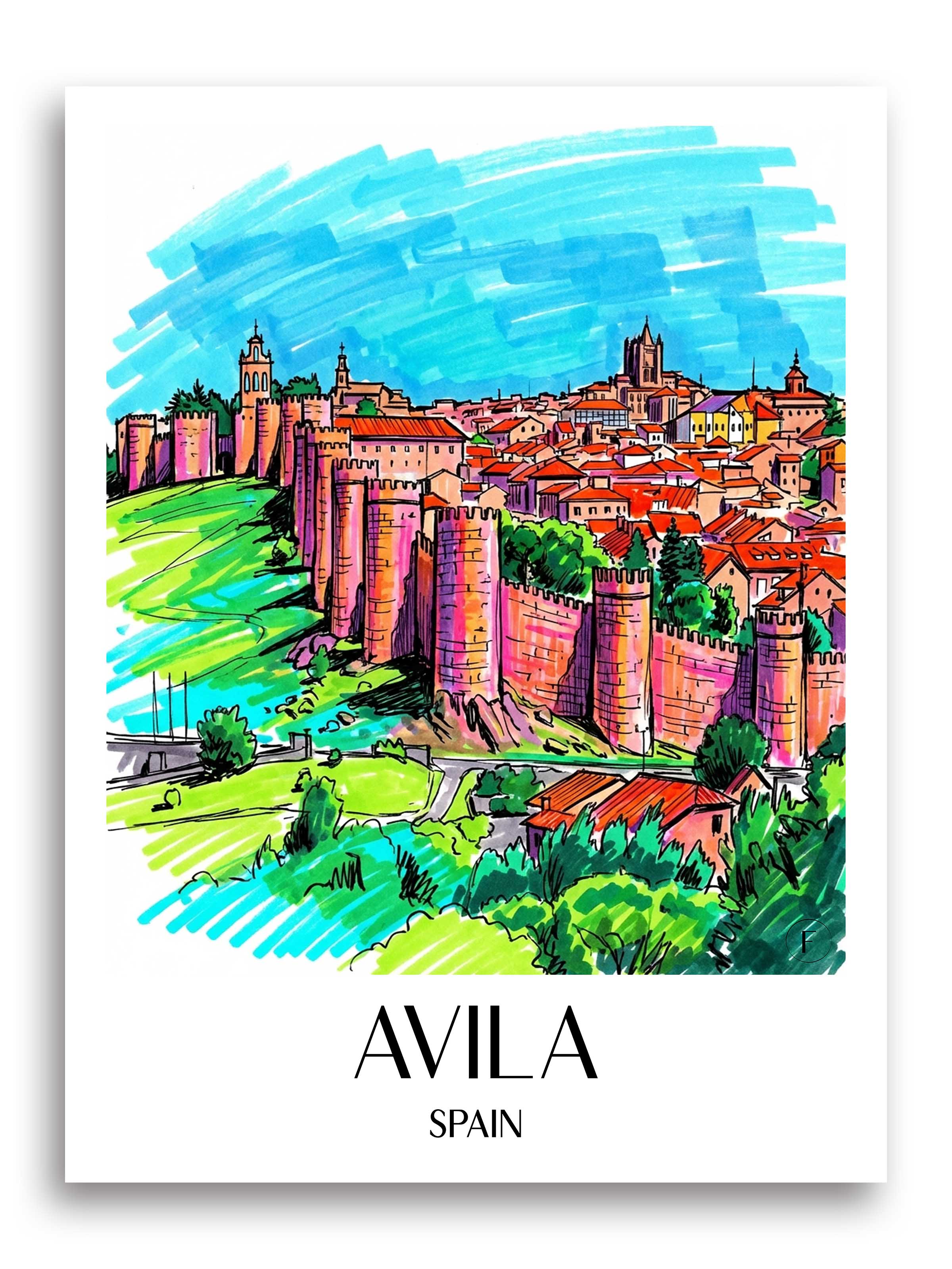 Ávila Poster - Spanien - Spanien Kunstdruck - Tag Graffiti von A4 bis A1 - favplace