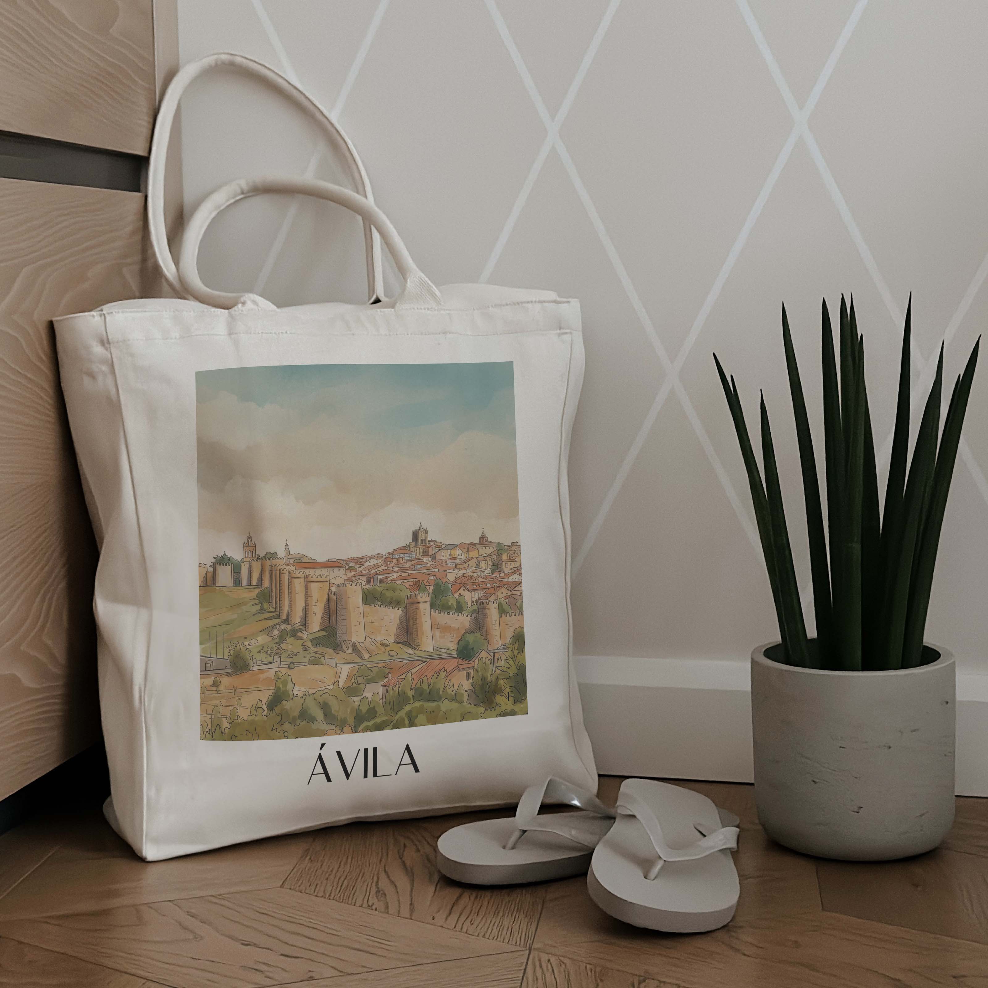 ávila-spanien-spanien-und-spanien-einkaufstasche-aquarell