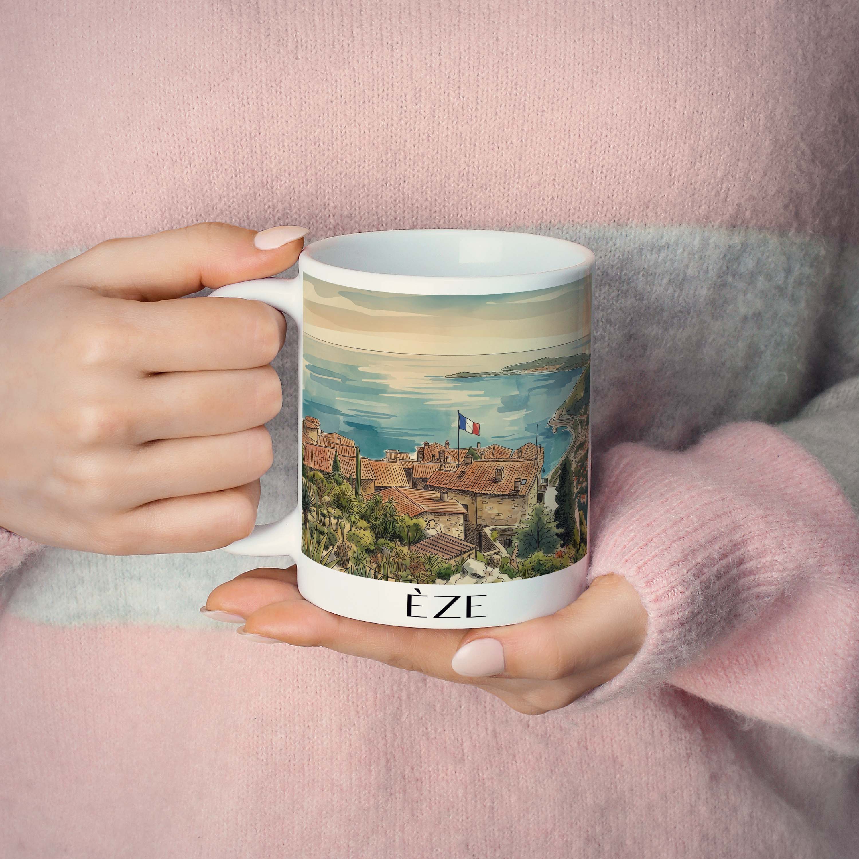 èze-frankreich-kaffeebecher-aquarell