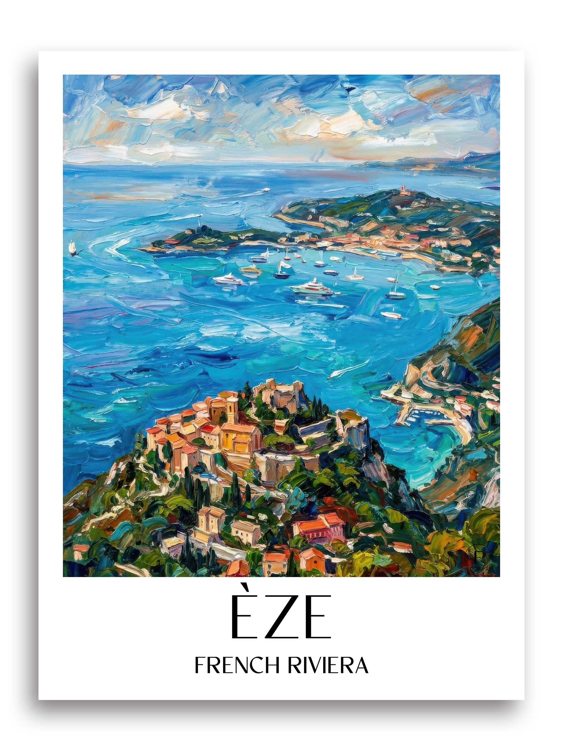 Èze Poster - Côte d´Azur - Frankreich Kunstdruck - Ölgemälde von A4 bis A1 - favplace