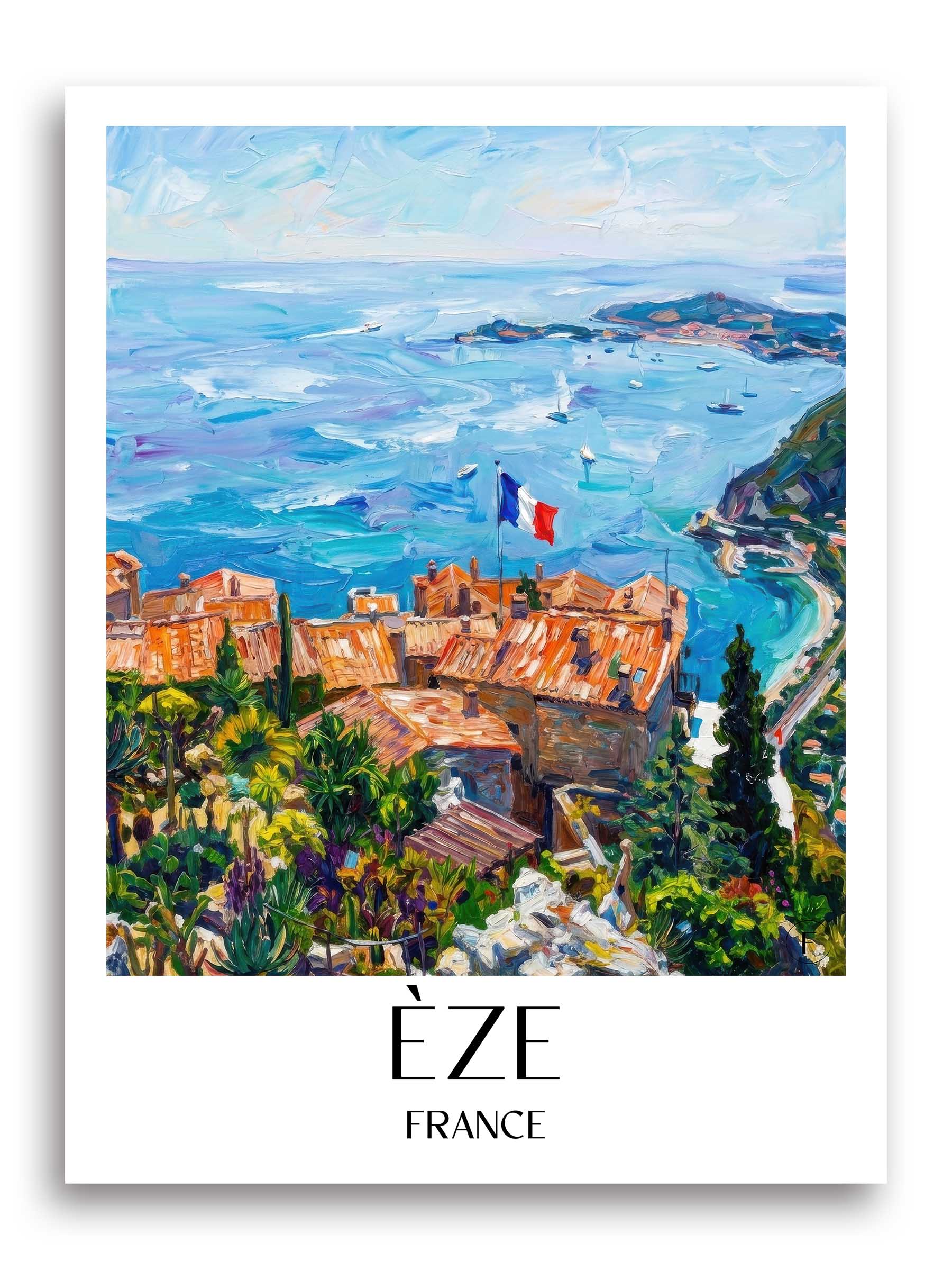 Èze Poster - - Frankreich Kunstdruck - Ölgemälde von A4 bis A1 - favplace
